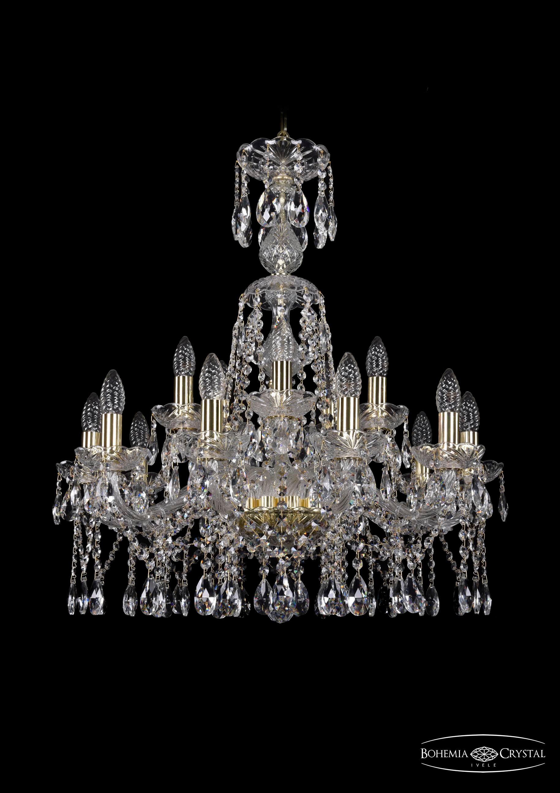 Подвесная хрустальная люстра 1413 Bohemia 1413/10+5/220/XL-74 G