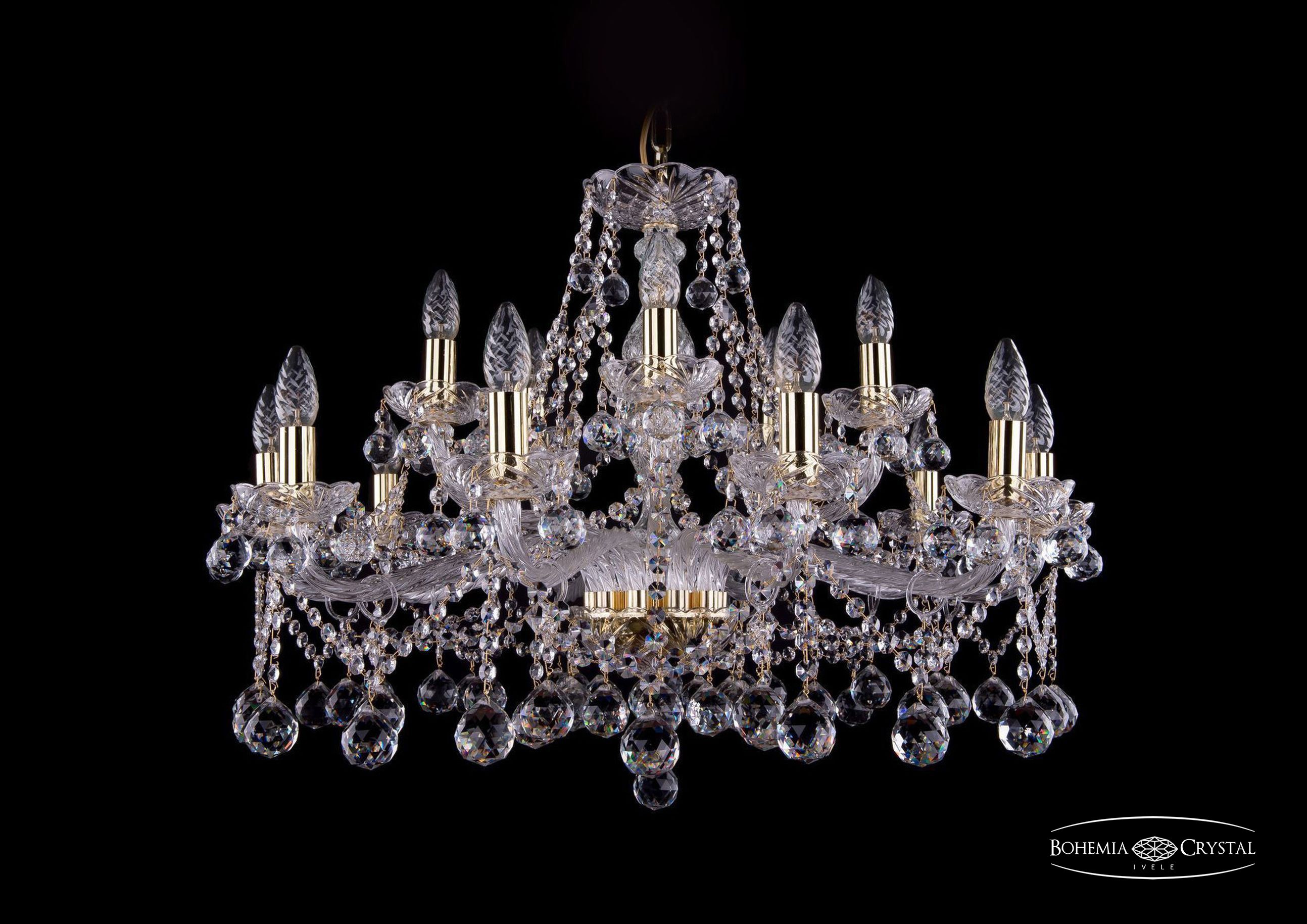 Подвесная хрустальная люстра 1413 Bohemia 1413/10+5/300 G Balls