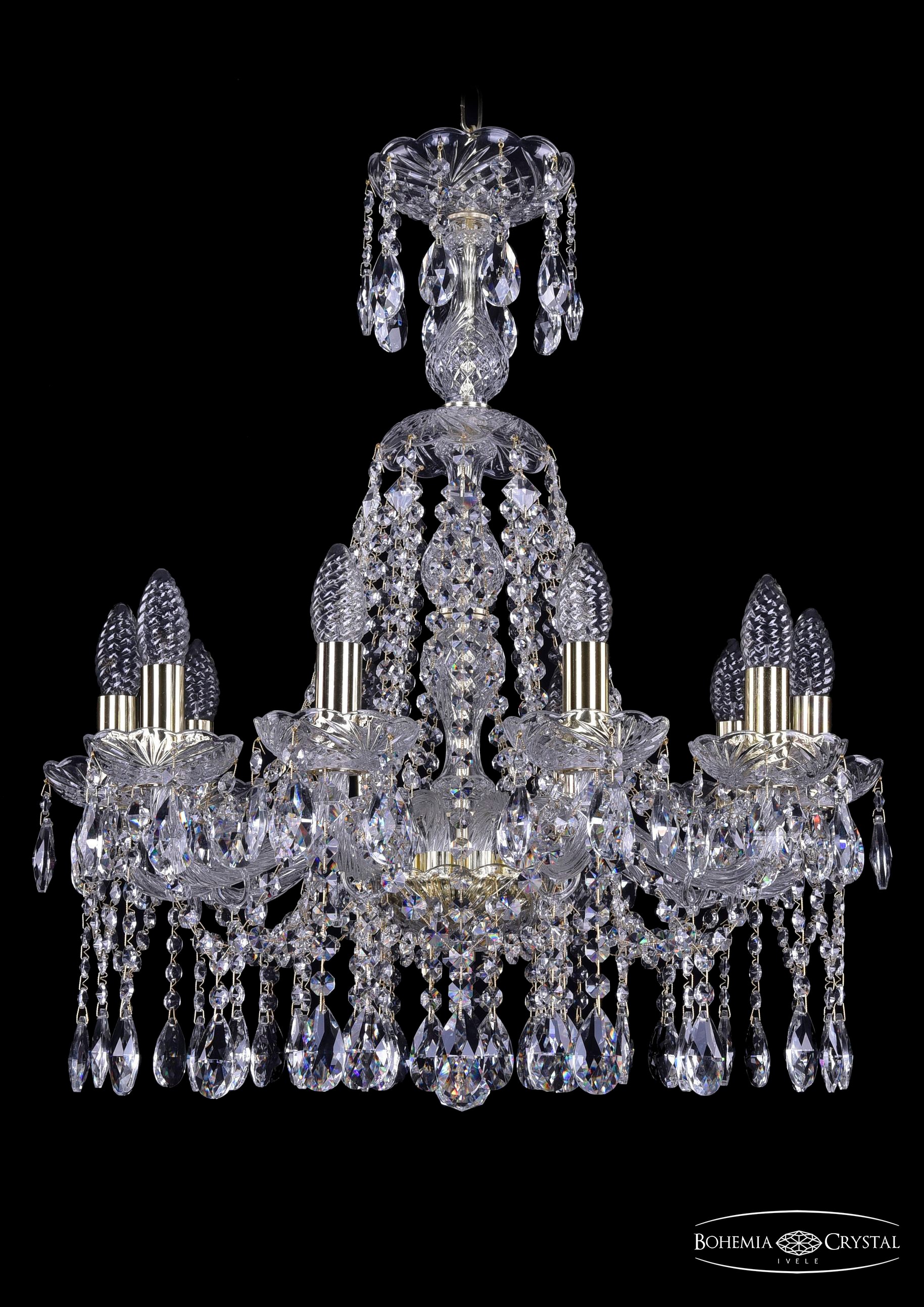 Подвесная хрустальная люстра 1413 Bohemia 1413/10/200/XL-66 G