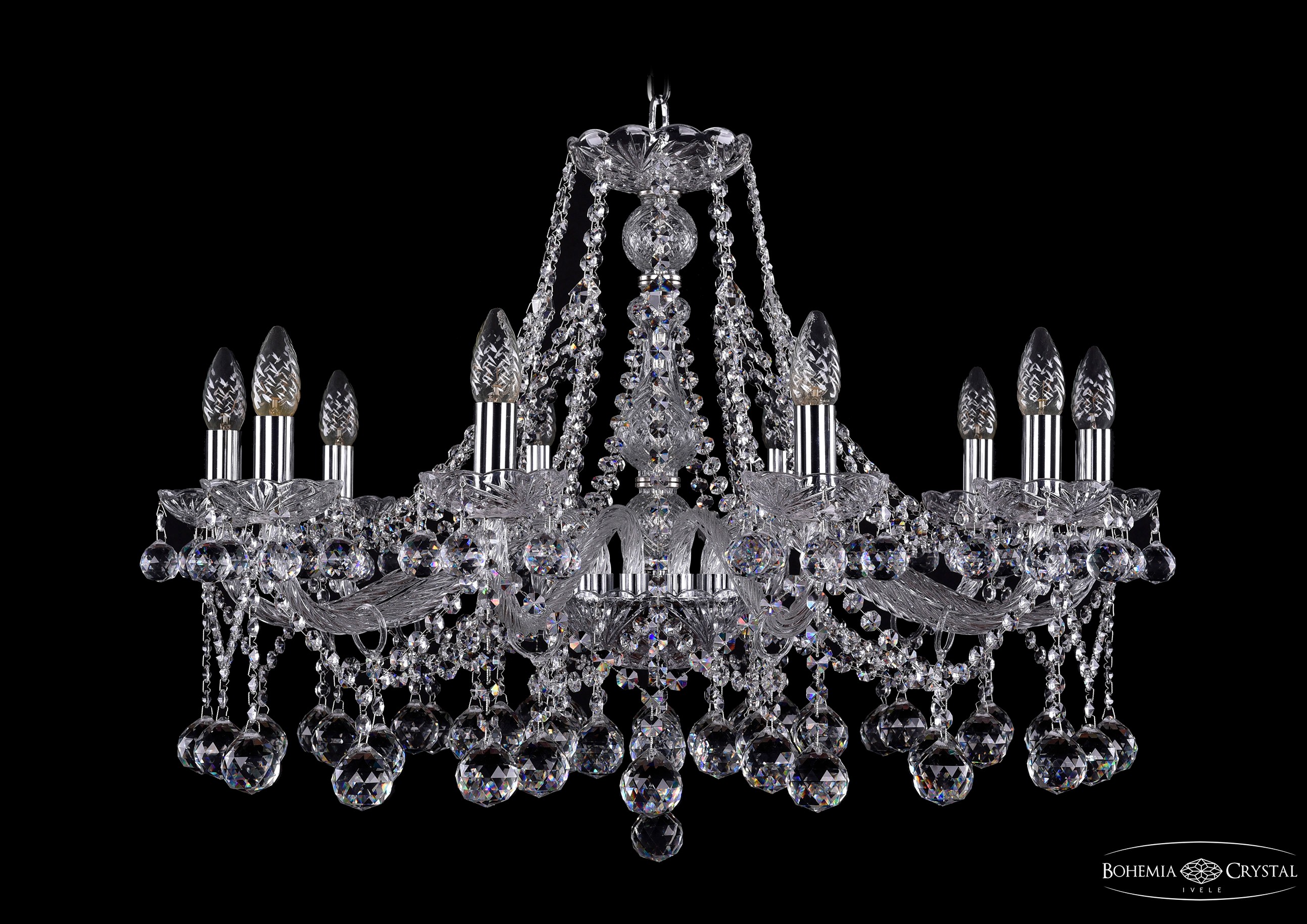 Подвесная хрустальная люстра 1413 Bohemia 1413/10/300 Ni Balls