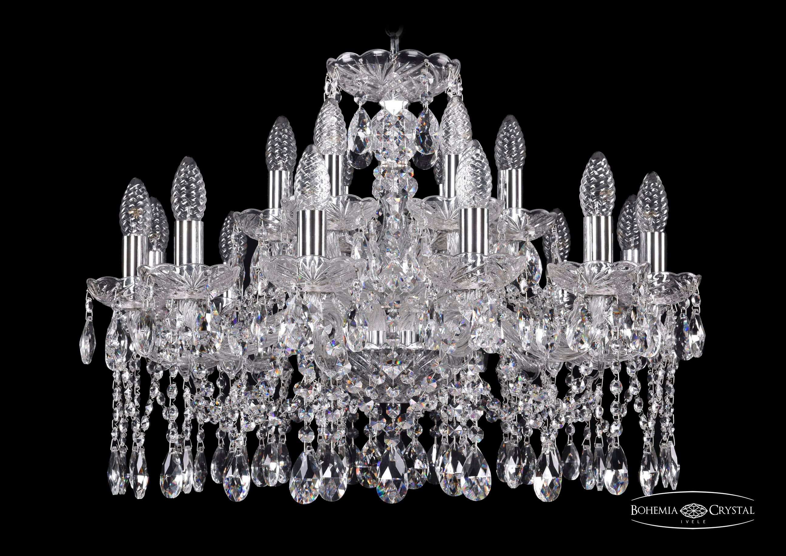 Подвесная хрустальная люстра 1413 Bohemia 1413/12+6/220 Ni