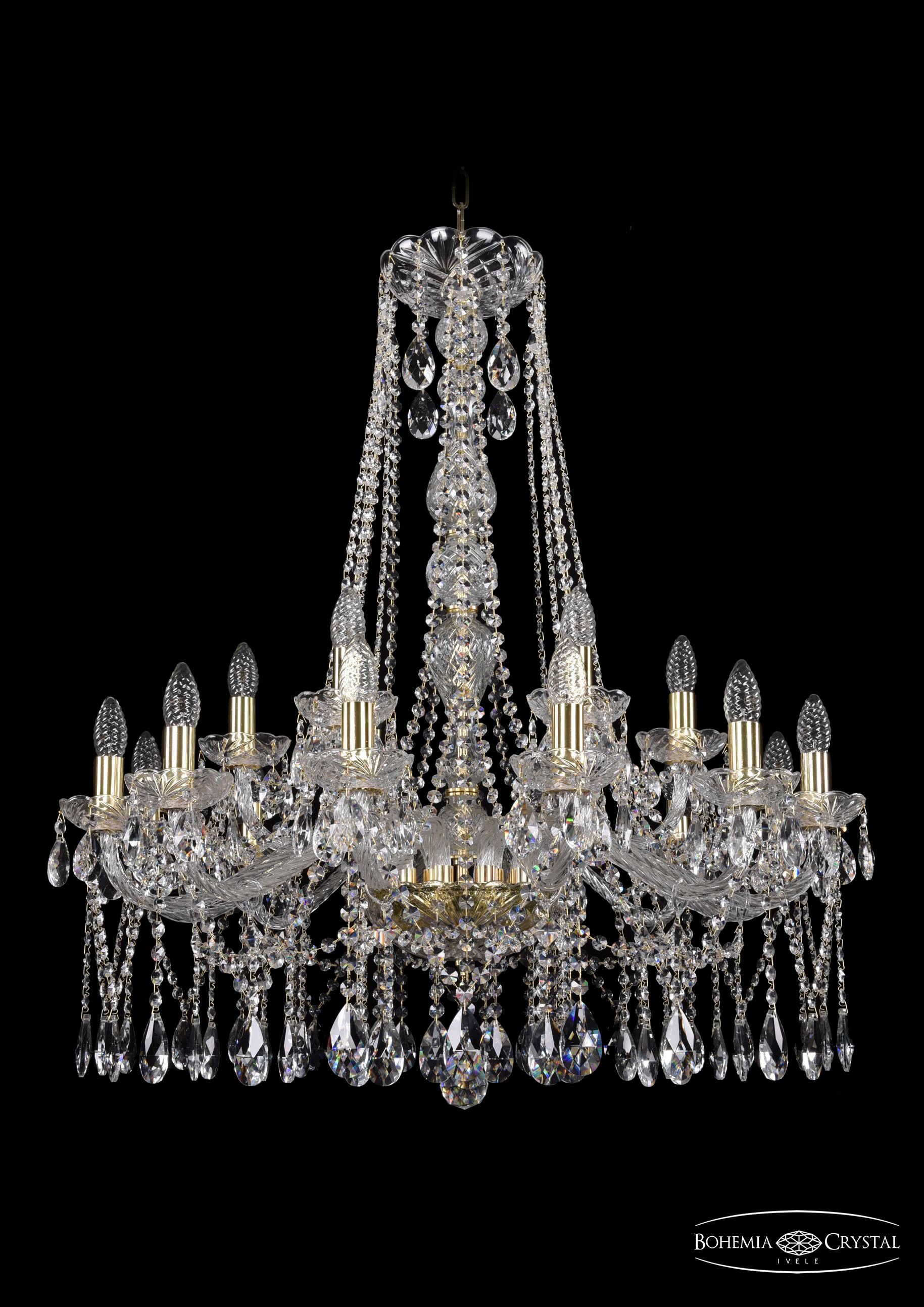 Подвесная хрустальная люстра 1413 Bohemia 1413/12+6/300/h-95 G