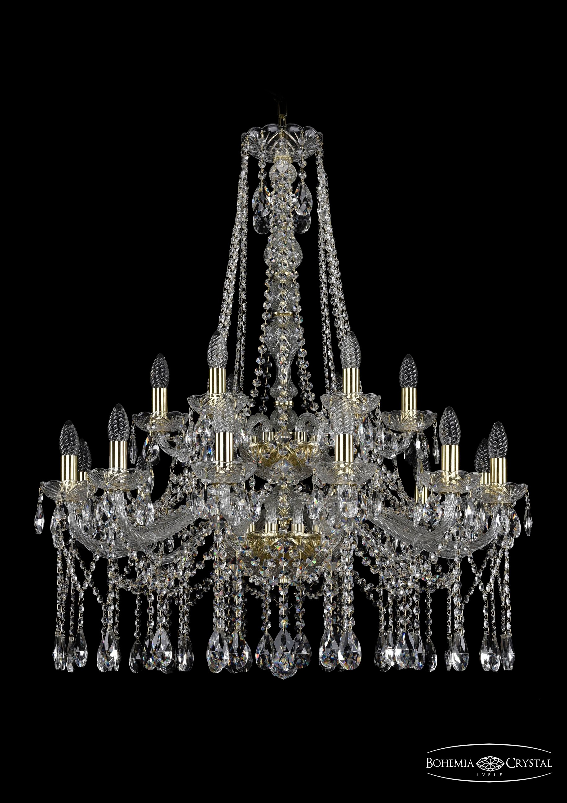 Подвесная хрустальная люстра 1413 Bohemia 1413/12+6/300/h-96/2d G