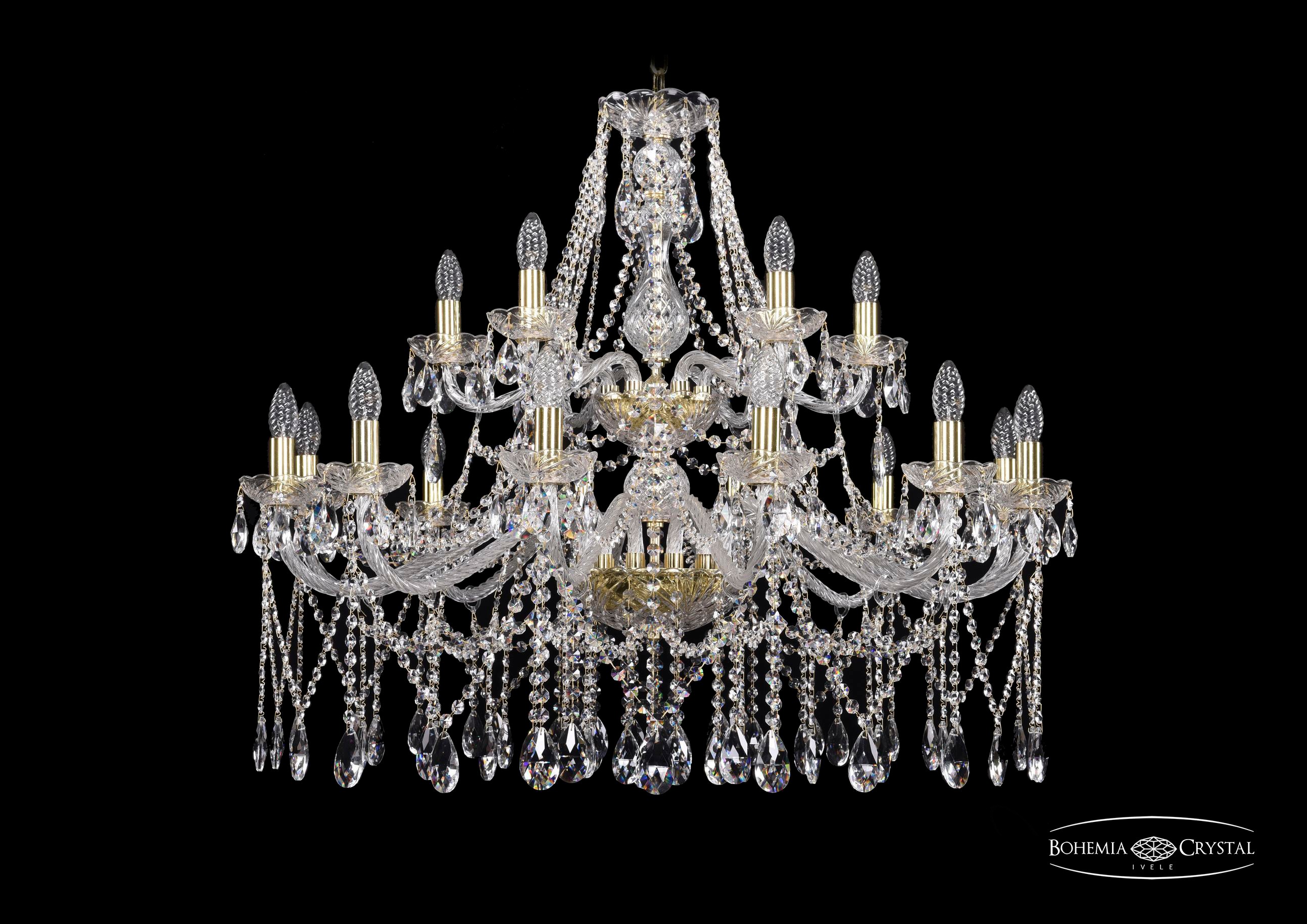Подвесная хрустальная люстра 1413 Bohemia 1413/12+6/360/2d G
