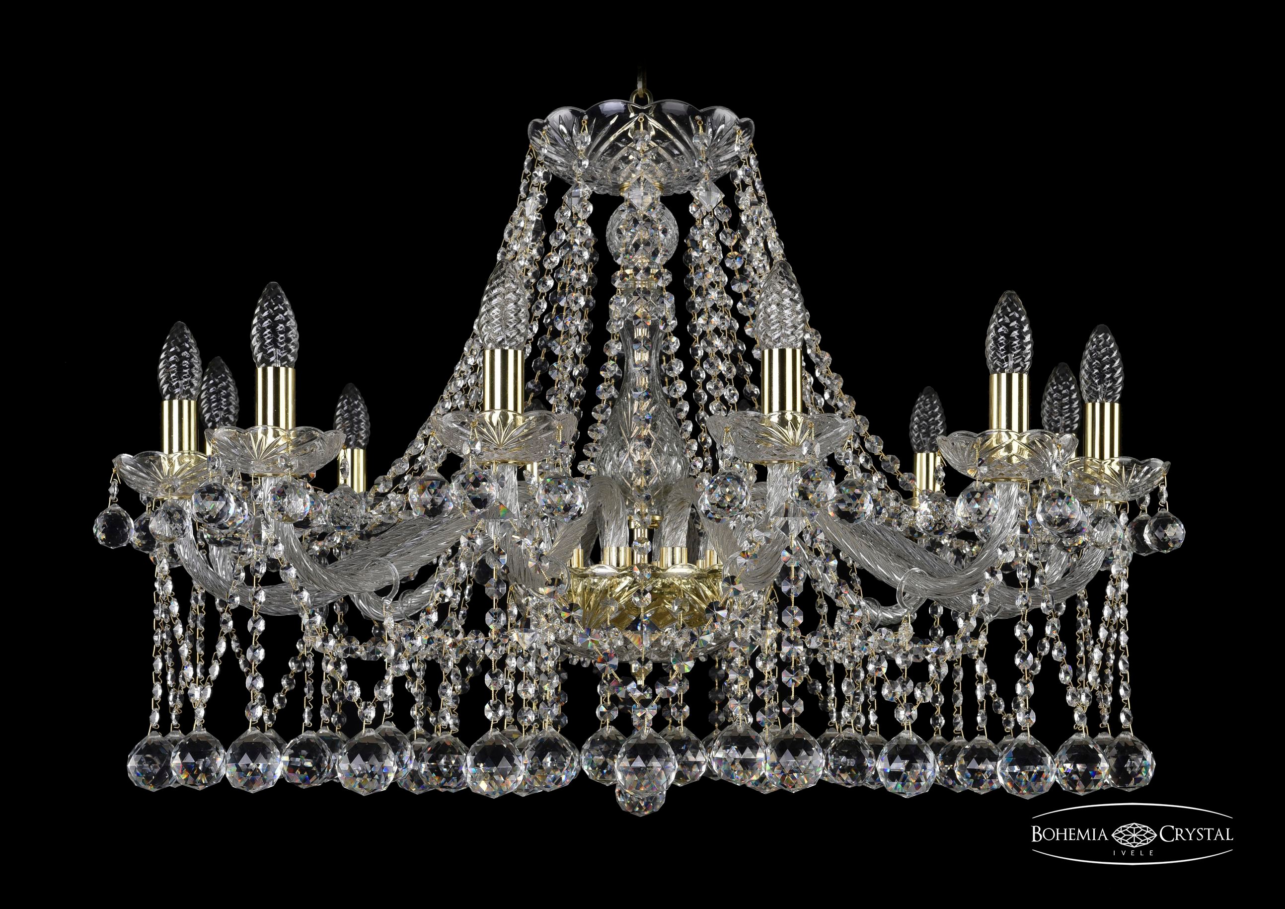 Подвесная хрустальная люстра 1413 Bohemia 1413/12/300 G Balls