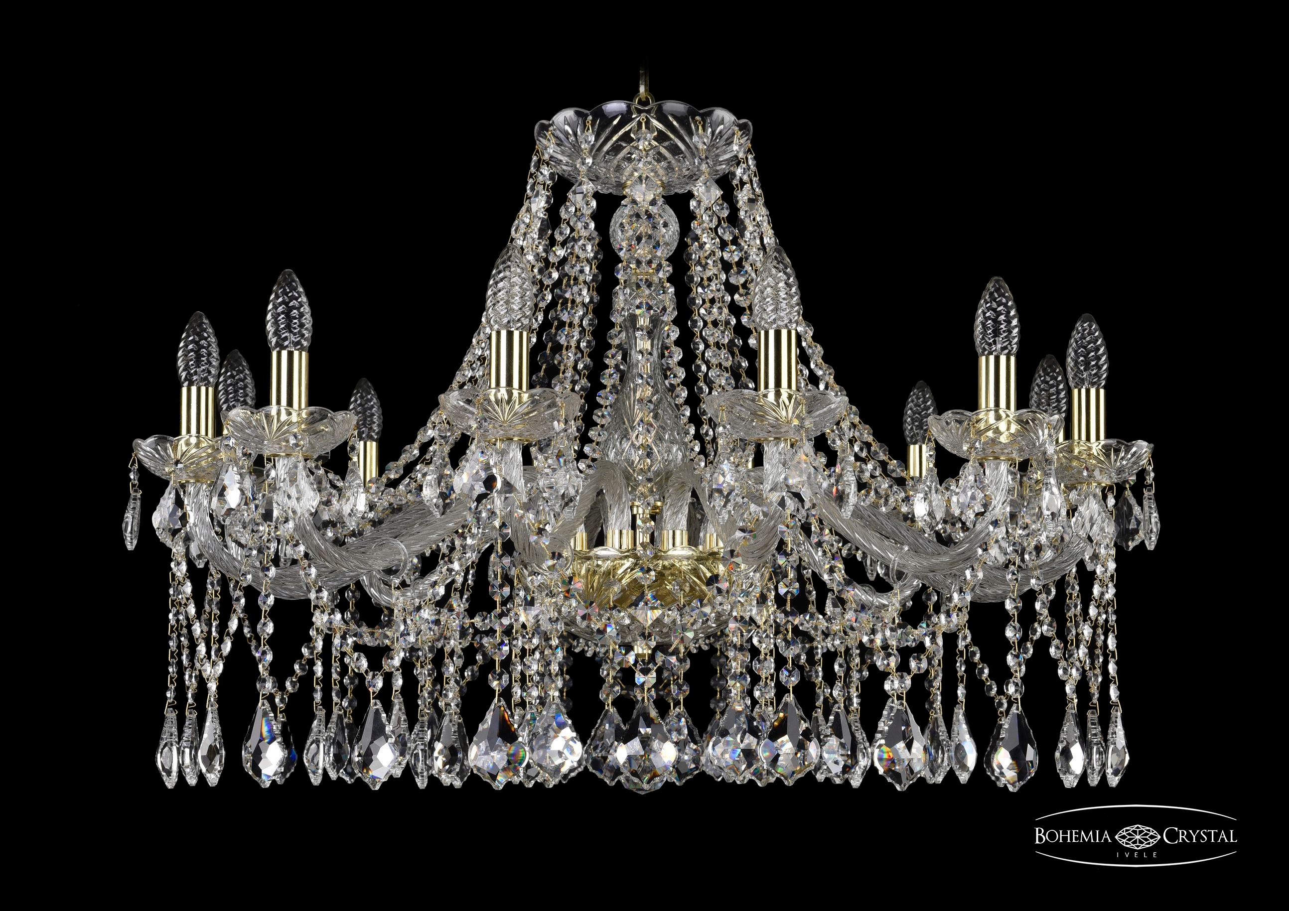 Подвесная хрустальная люстра 1413 Bohemia 1413/12/300 G Leafs