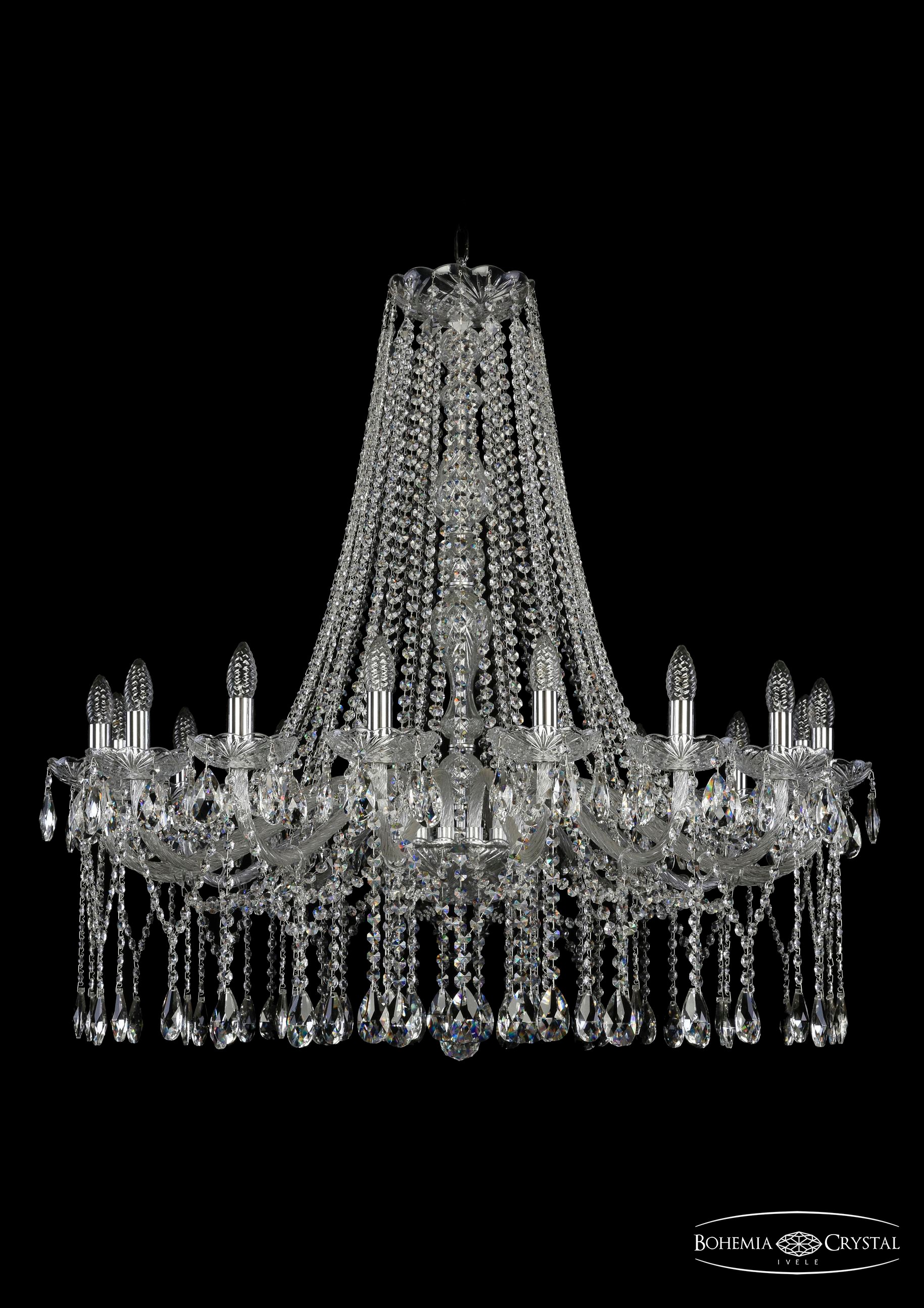 Подвесная хрустальная люстра 1413 Bohemia 1413/16/360/h-100 Ni