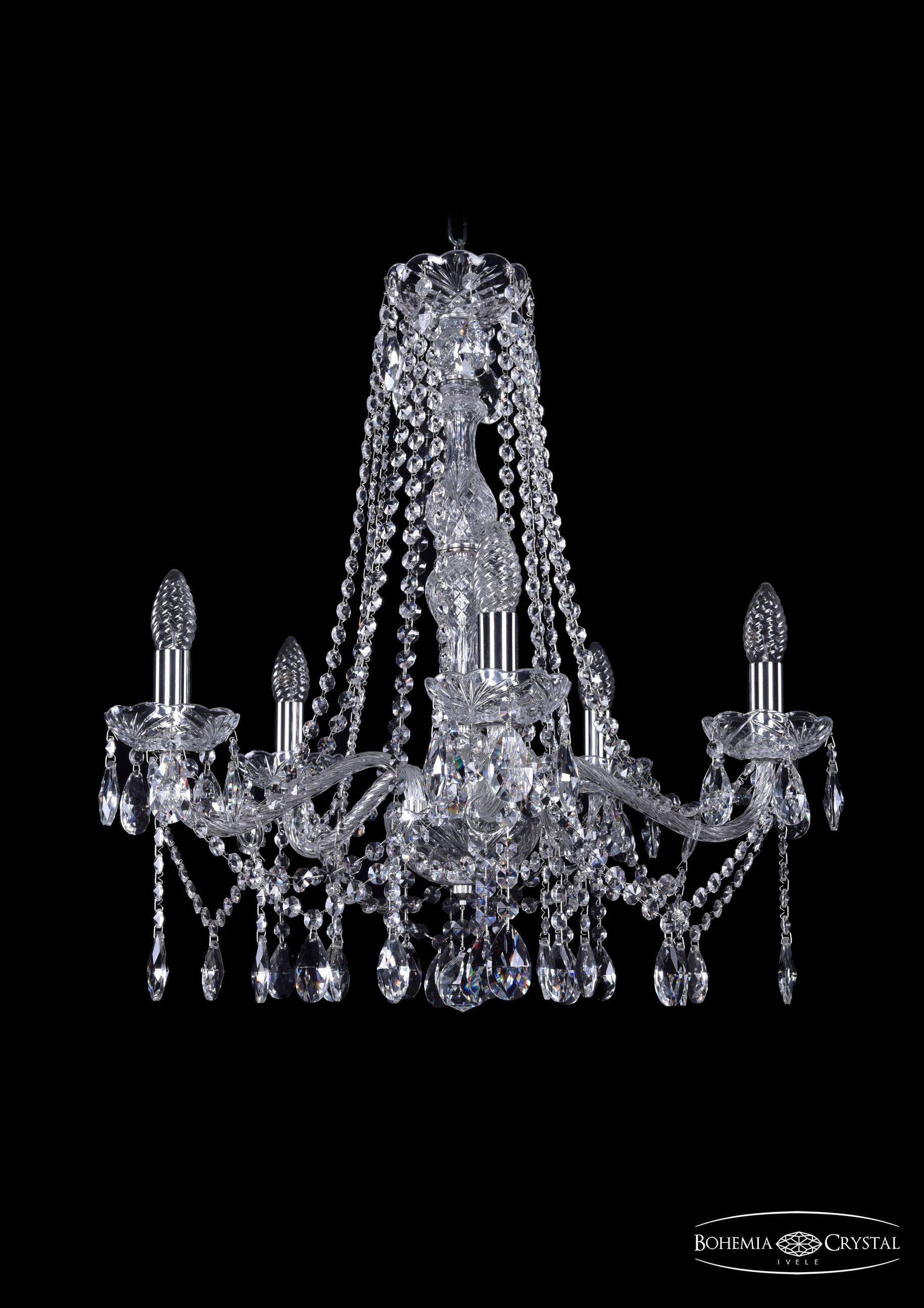 Подвесная хрустальная люстра 1413 Bohemia 1413/5/200/h-60 Ni