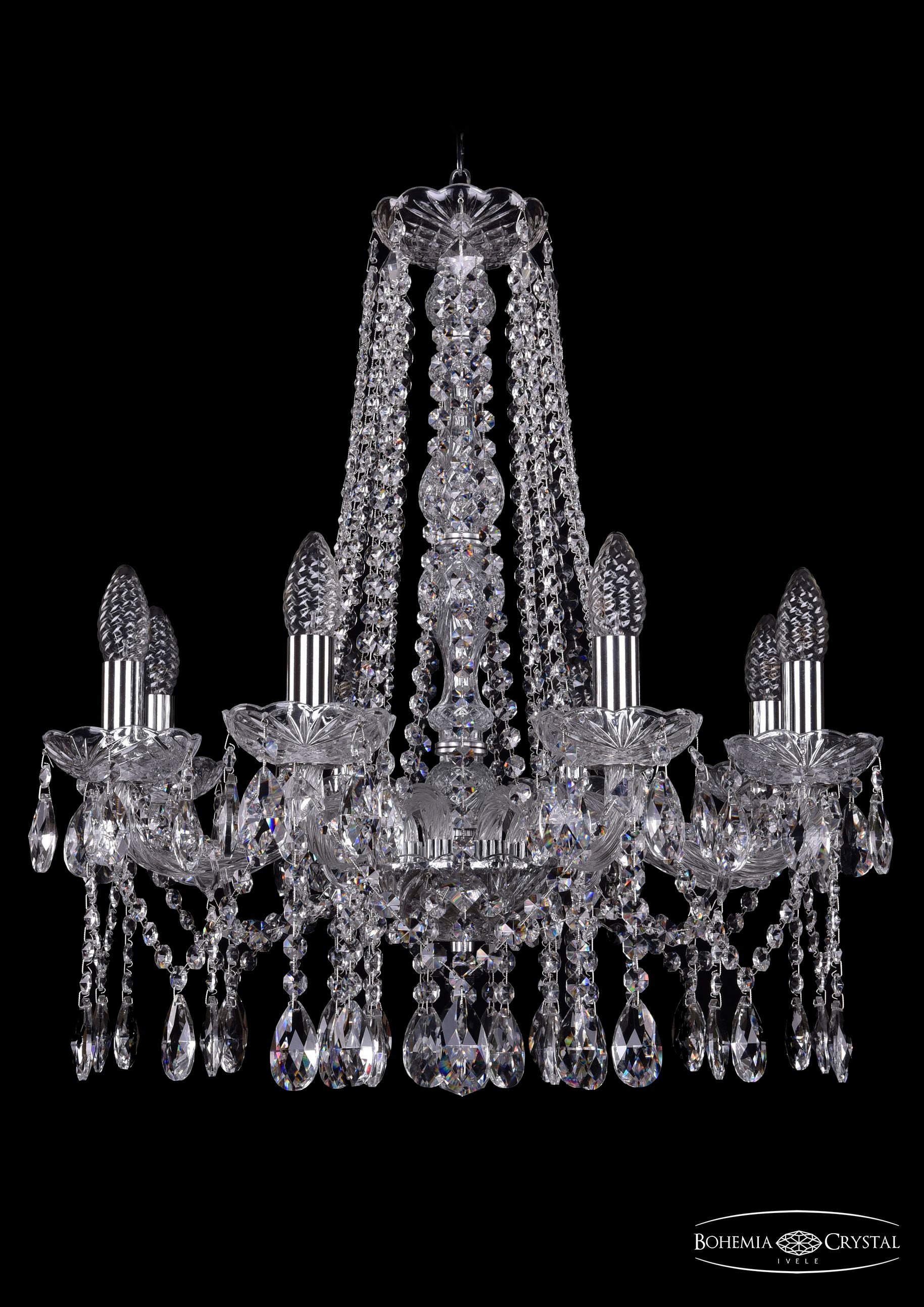 Подвесная хрустальная люстра 1413 Bohemia 1413/8/200/h-61 Ni