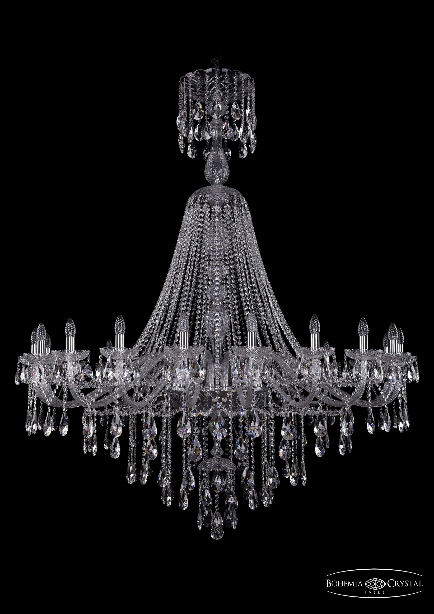 Подвесная хрустальная люстра 1415 Bohemia 1415/20/530/XL-180 Ni