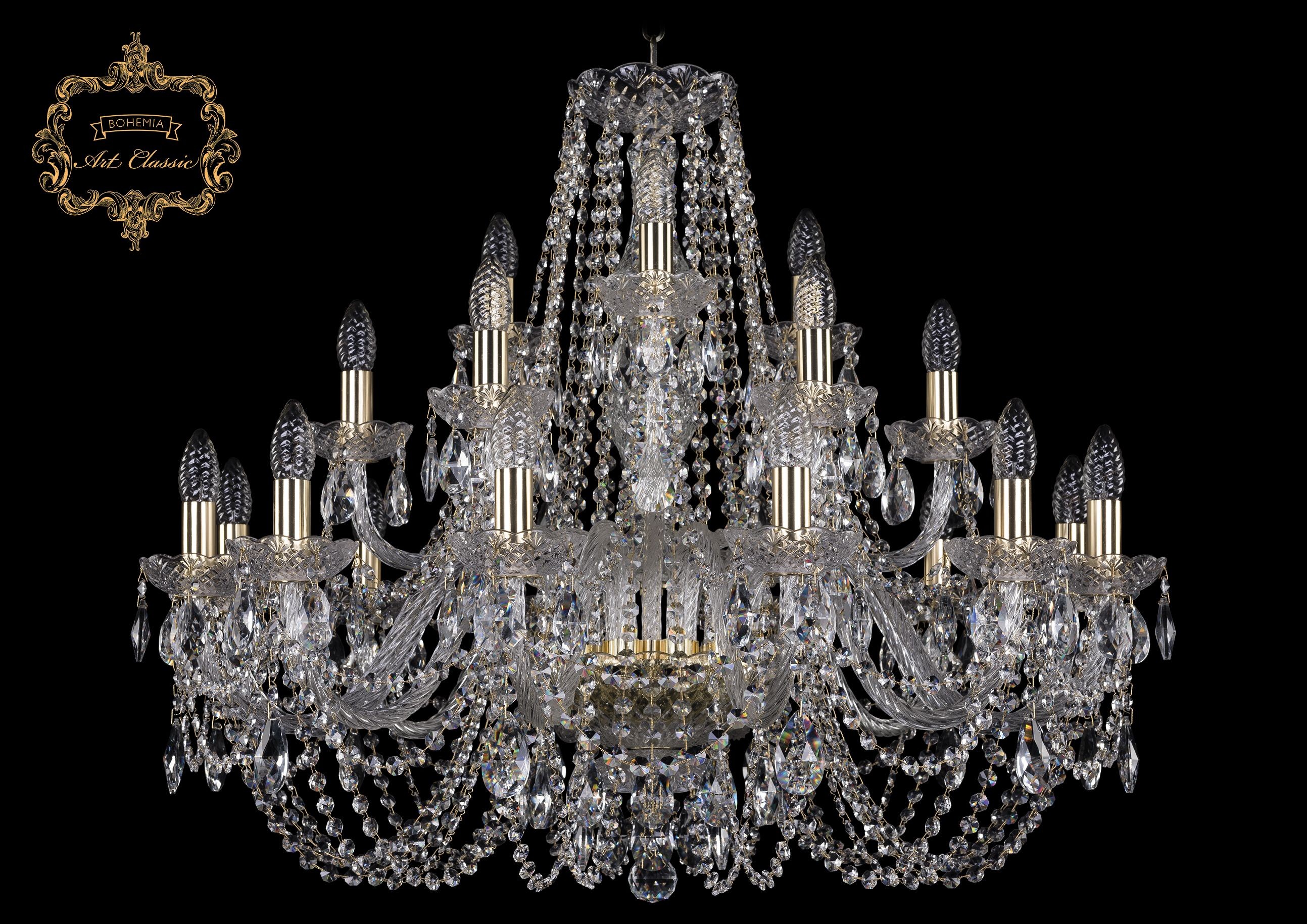 Подвесная хрустальная люстра 11.11 Art Classic 11.11.12+6+3.300.Gd.Sp