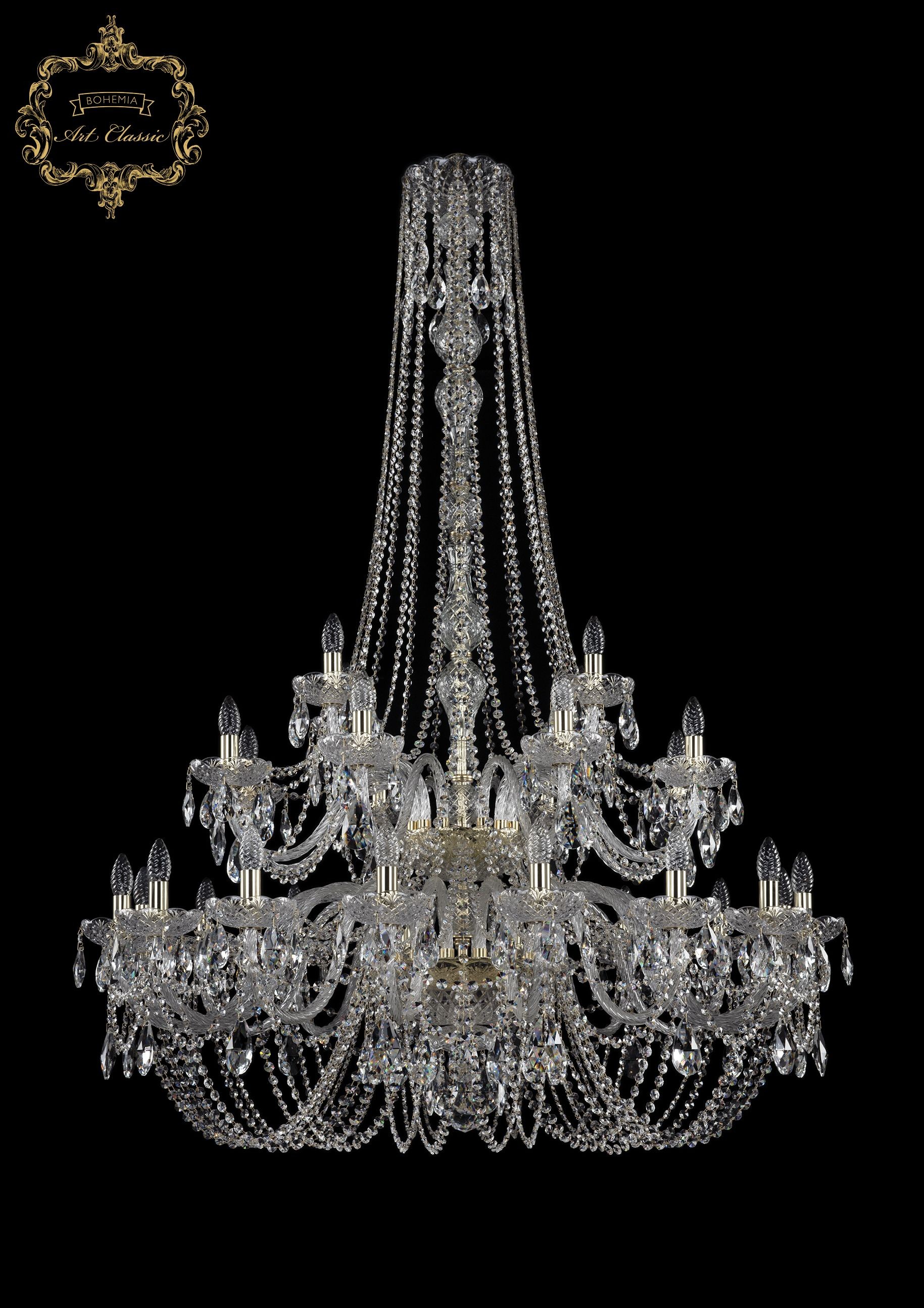 Подвесная хрустальная люстра 11.11 Art Classic 11.11.16+8+4.400.2d.h-160.Gd.Sp