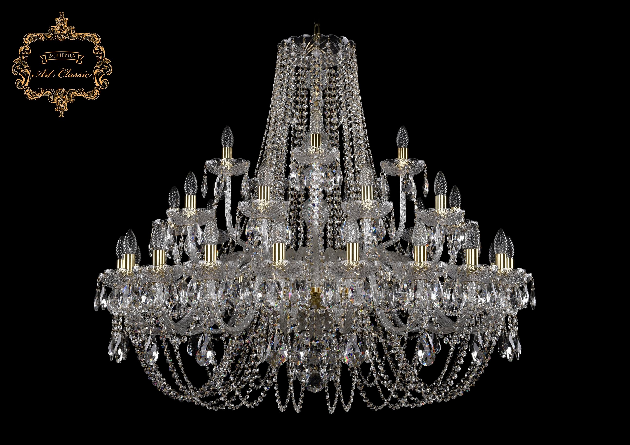 Подвесная хрустальная люстра 11.11 Art Classic 11.11.20+10+5.400.Gd.Sp