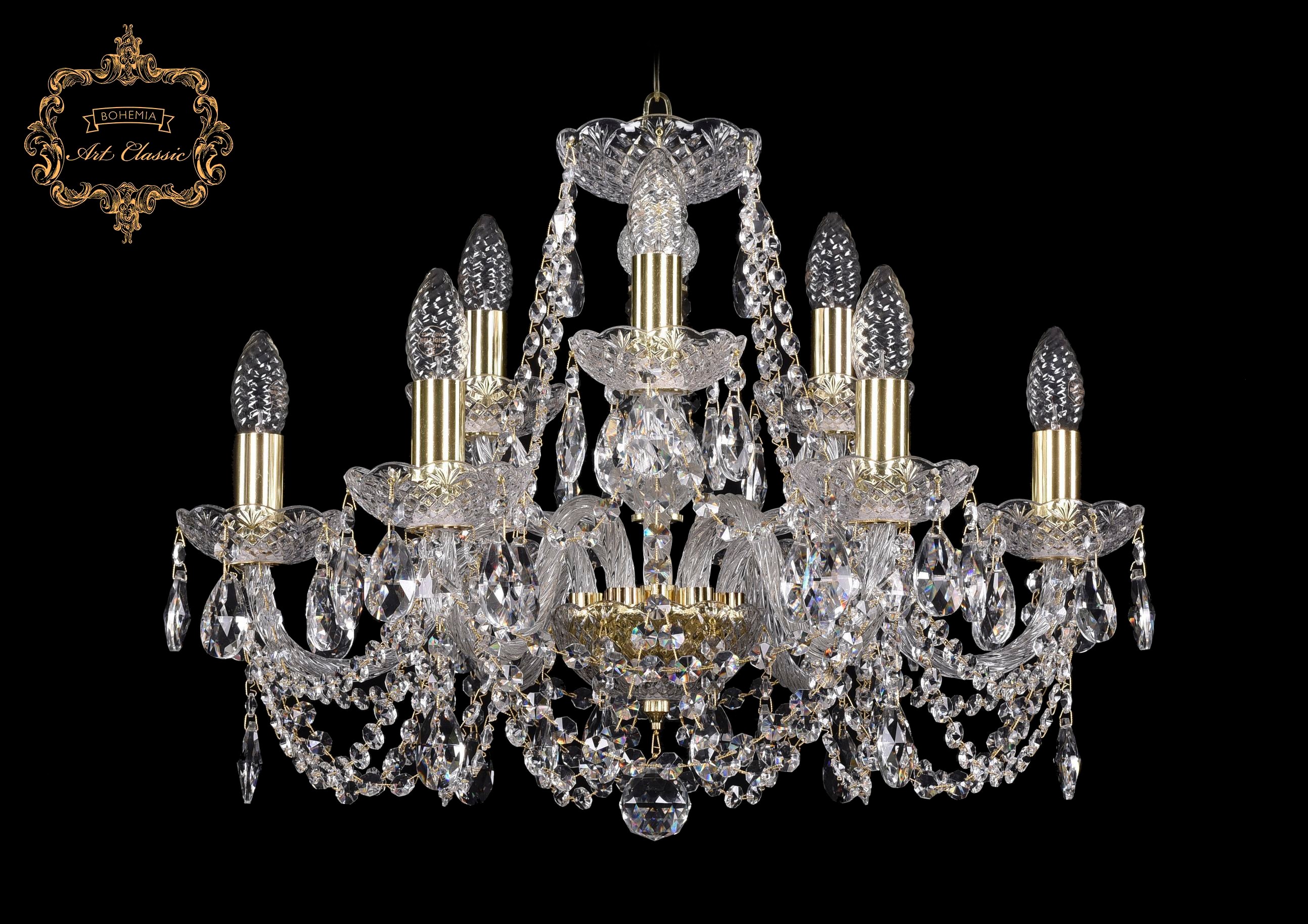 Подвесная хрустальная люстра 11.11 Art Classic 11.11.6+3.195.Gd.Sp