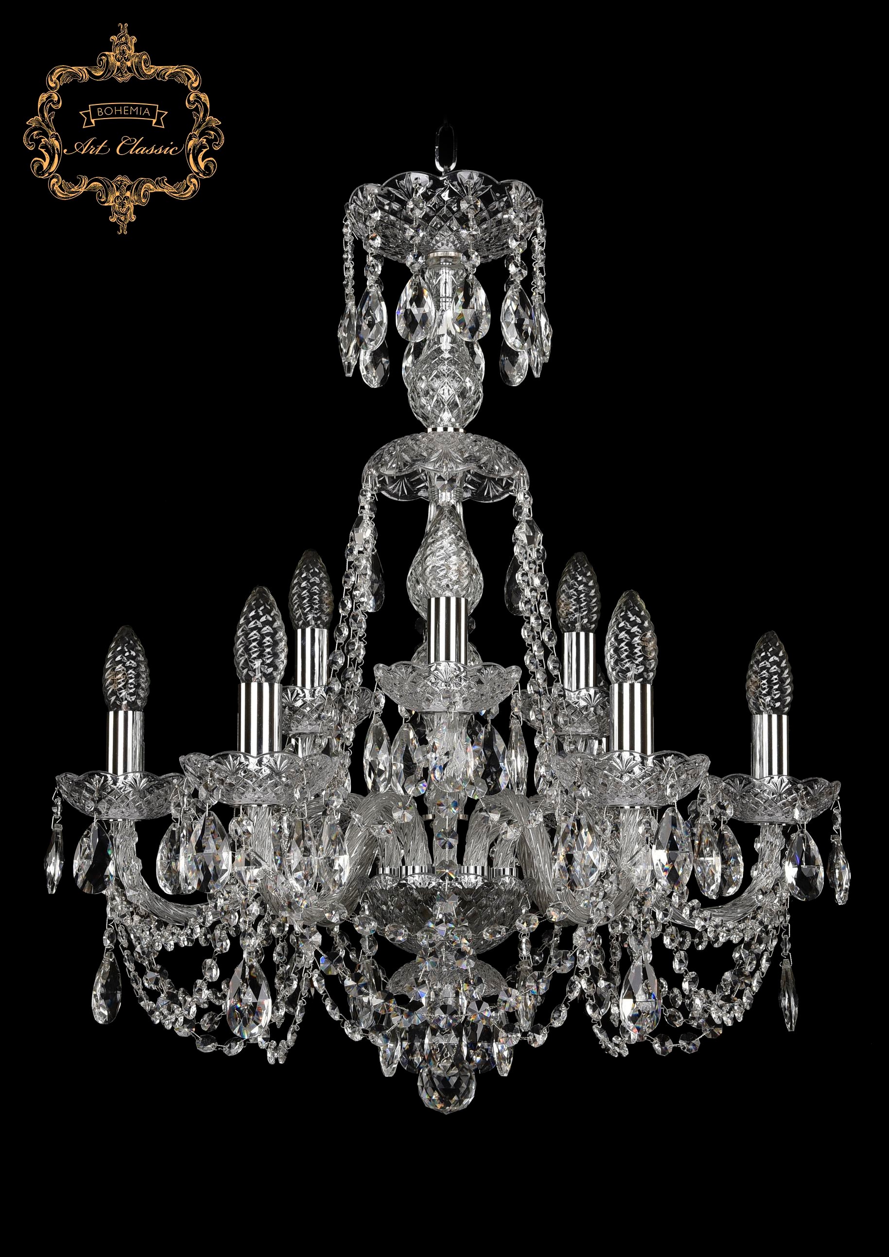 Подвесная хрустальная люстра 11.11 Art Classic 11.11.6+3.195.XL-67.Cr.Sp