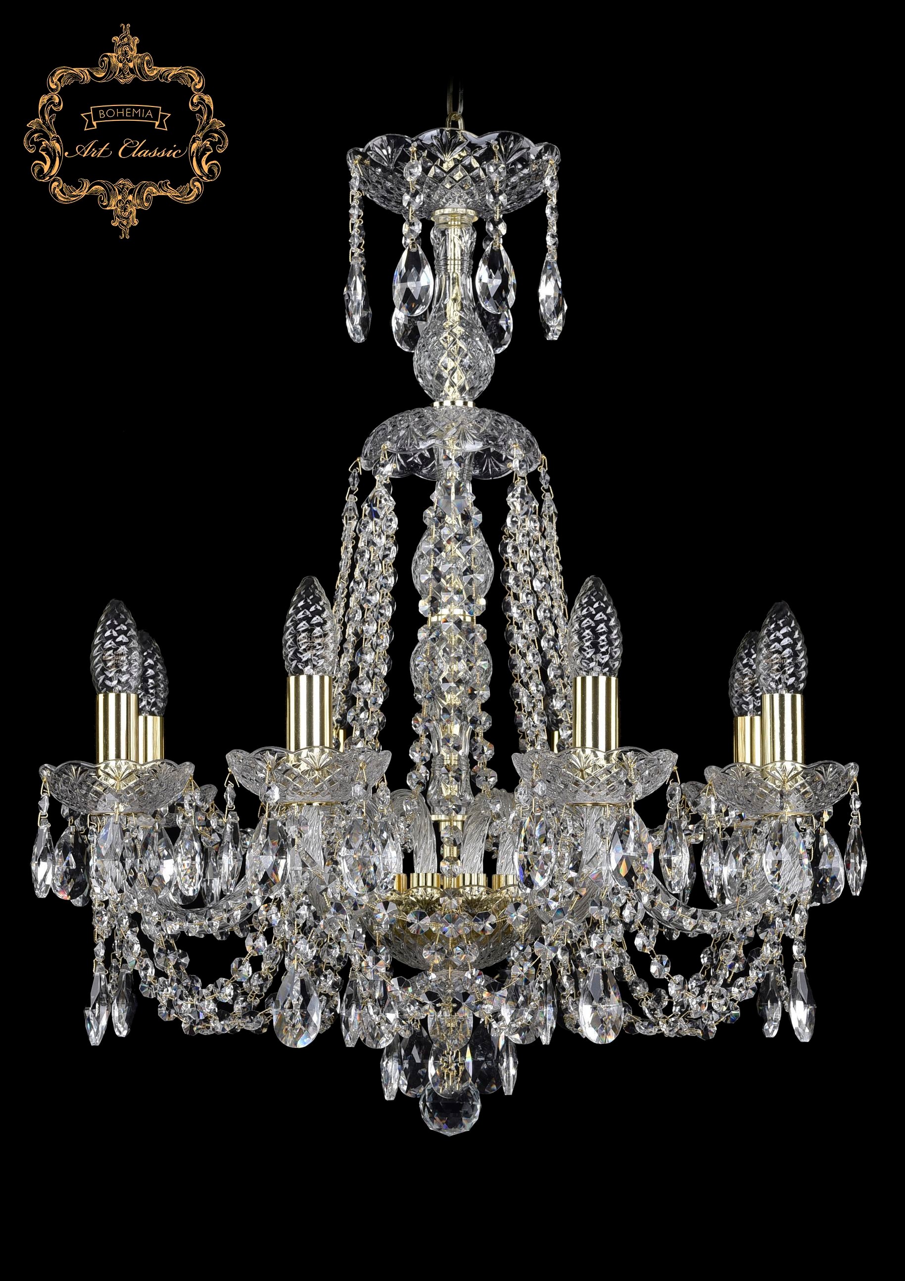 Подвесная хрустальная люстра 11.11 Art Classic 11.11.8.195.XL-68.Gd.Sp
