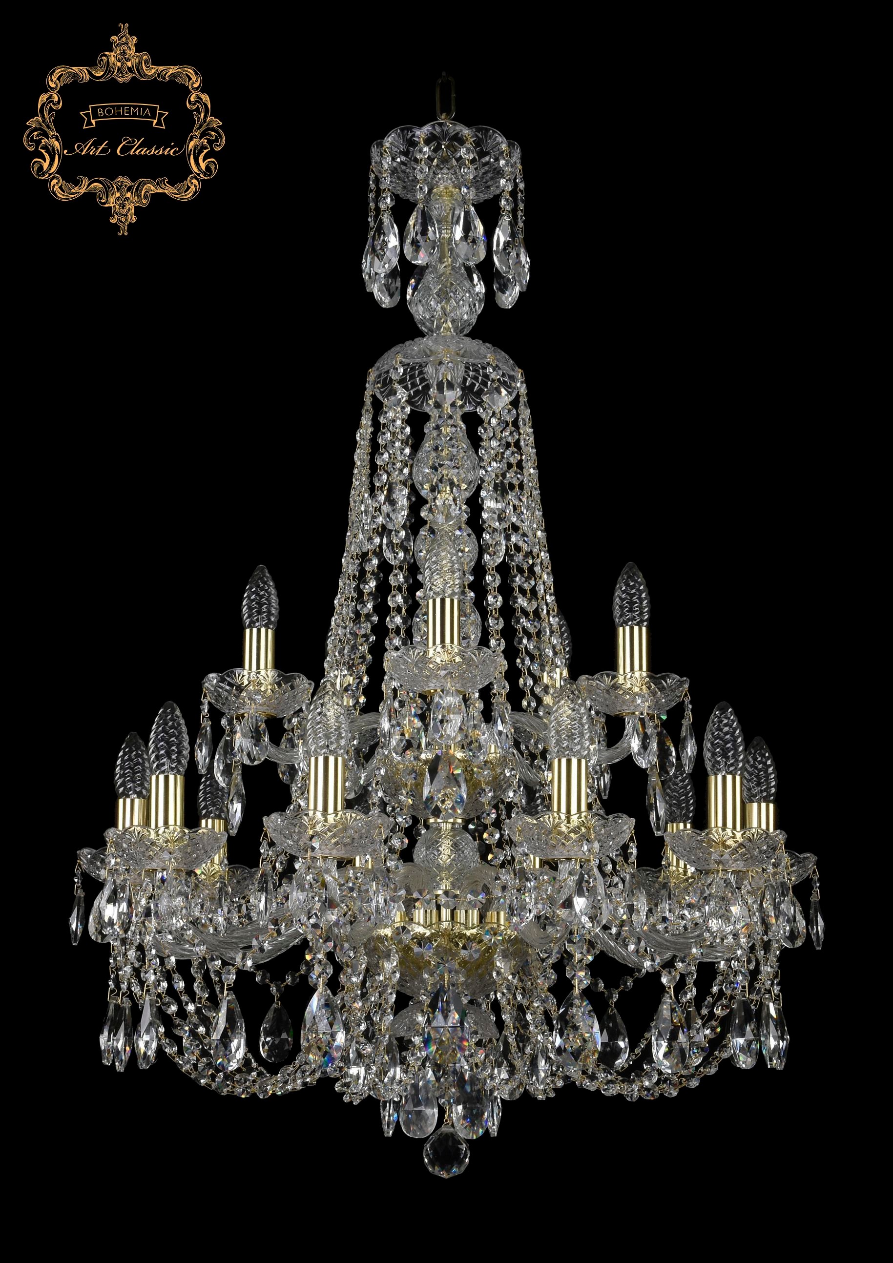 Подвесная хрустальная люстра 11.21 Art Classic 11.21.10+5.220.2d.XL-96.Gd.Sp