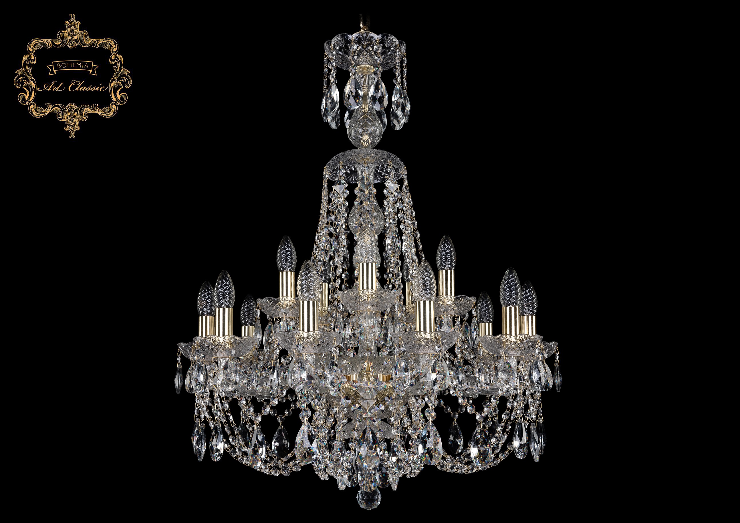 Подвесная хрустальная люстра 11.21 Art Classic 11.21.10+5.220.XL-82.Gd.Sp