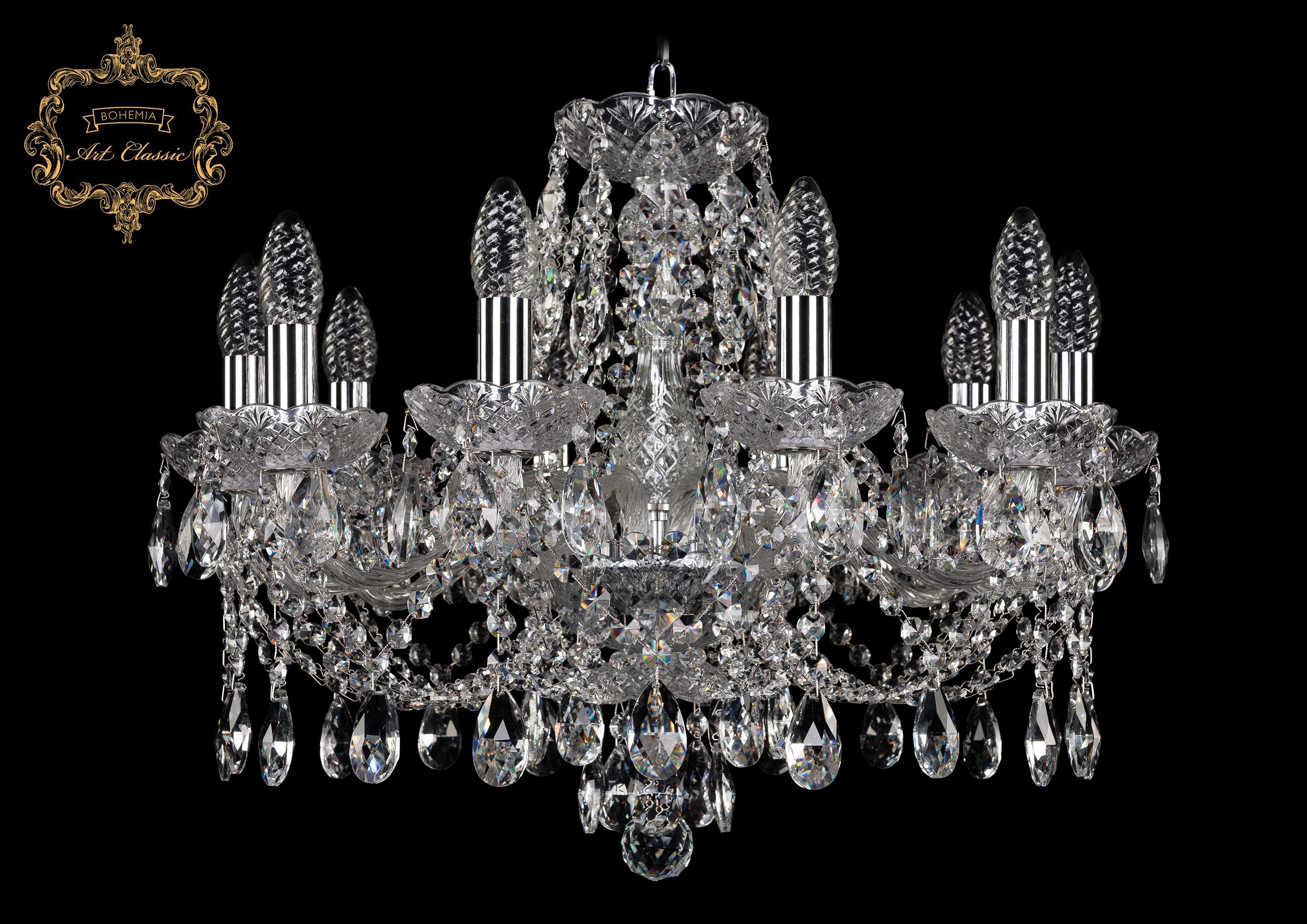 Подвесная хрустальная люстра 11.21 Art Classic 11.21.10.200.Cr.Sp