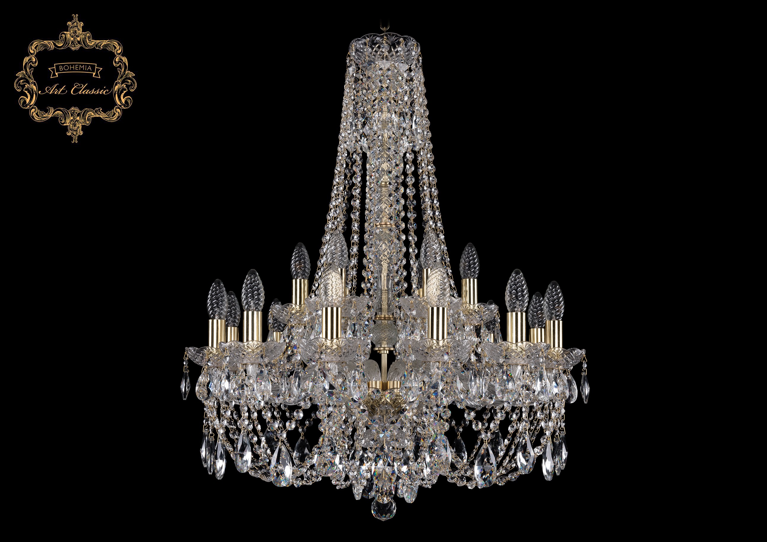 Подвесная хрустальная люстра 11.21 Art Classic 11.21.12+6.220.h-82.Gd.Sp