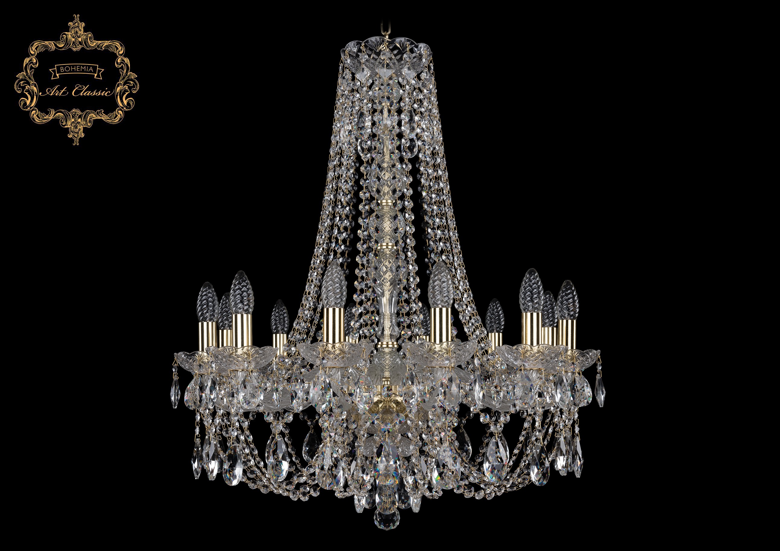 Подвесная хрустальная люстра 11.21 Art Classic 11.21.12.220.h-74.Gd.Sp