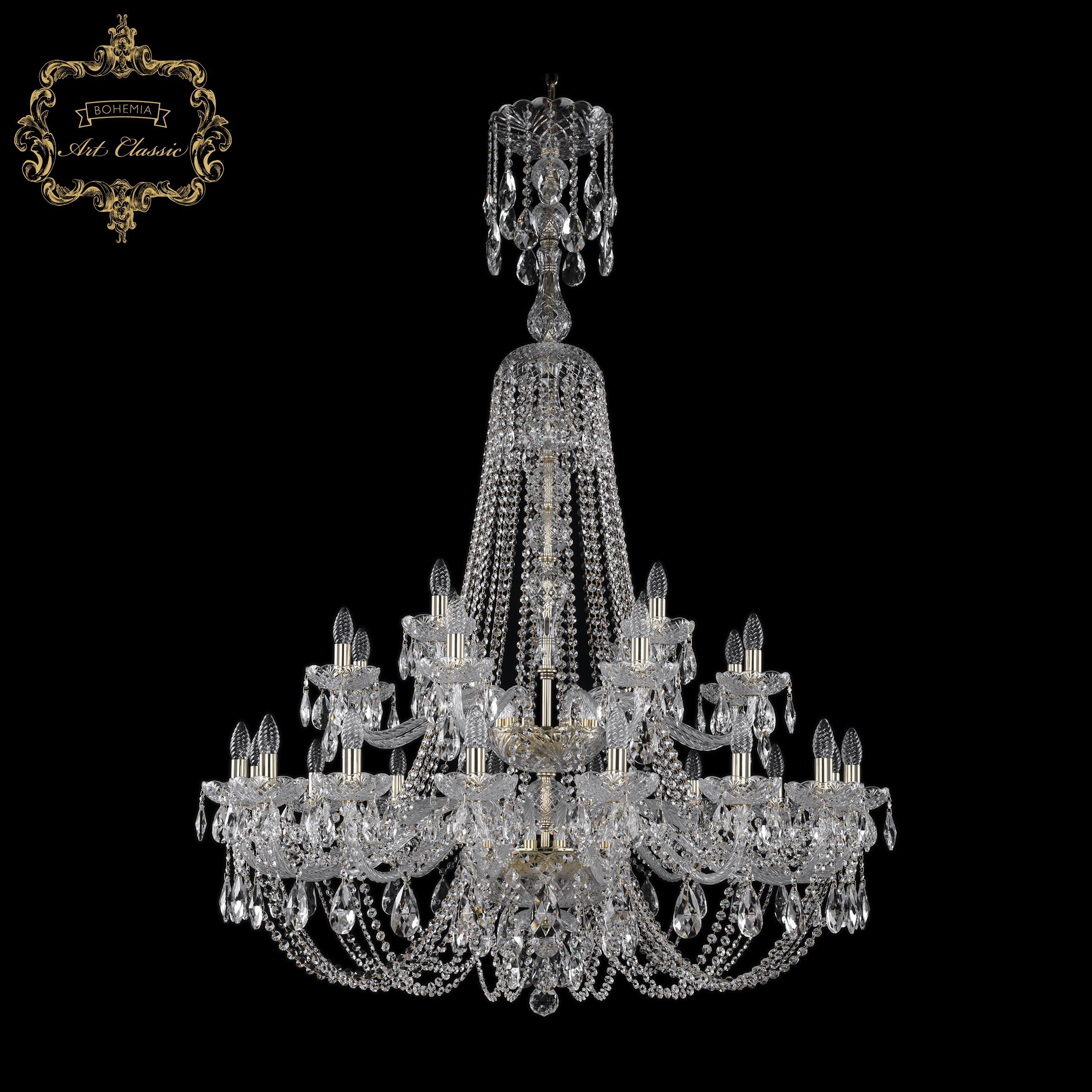 Подвесная хрустальная люстра 11.21 Art Classic 11.21.16+8+4.400.2d.XL-160.Gd.Sp