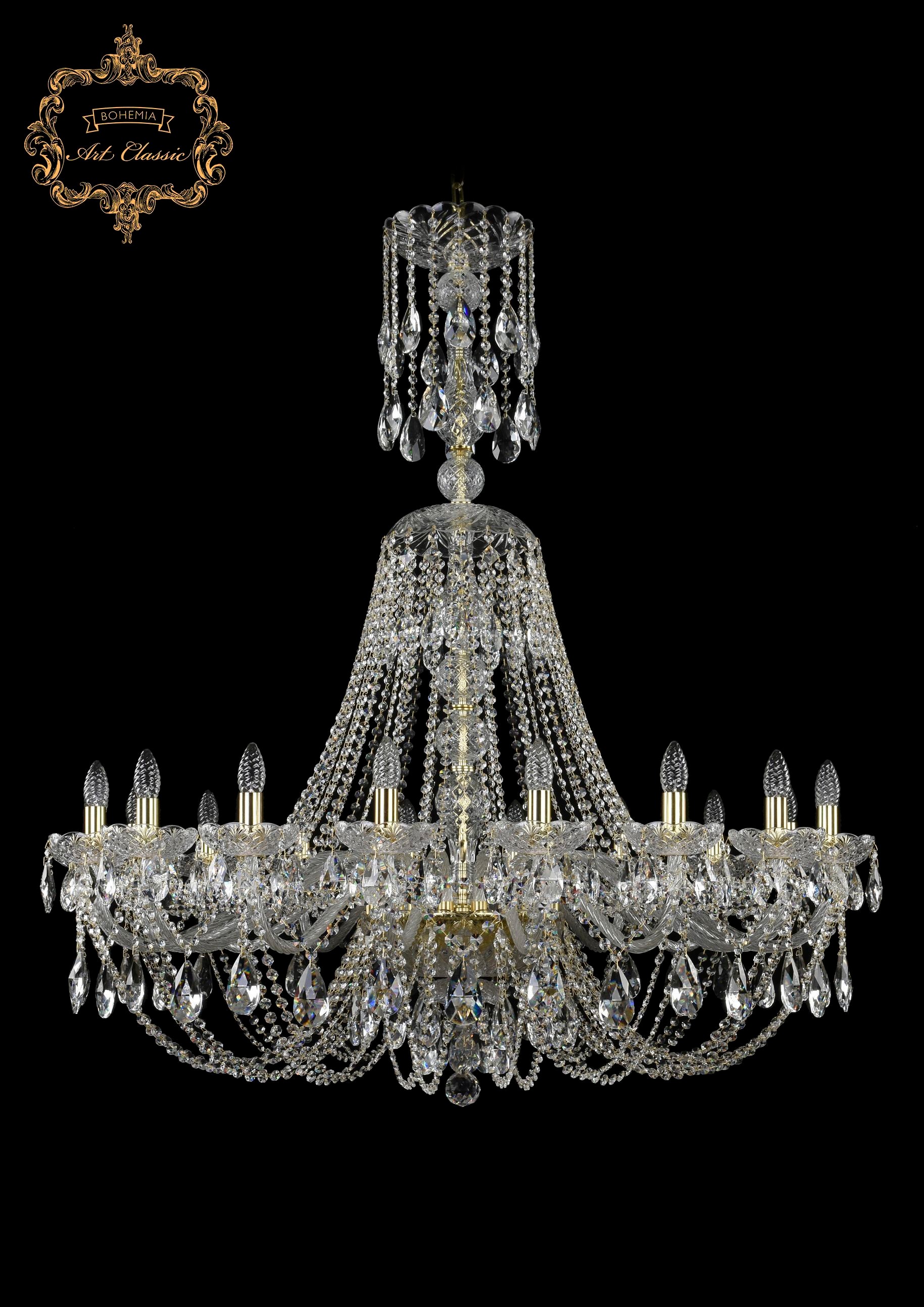 Подвесная хрустальная люстра 11.21 Art Classic 11.21.18.400.XL-128.Gd.Sp