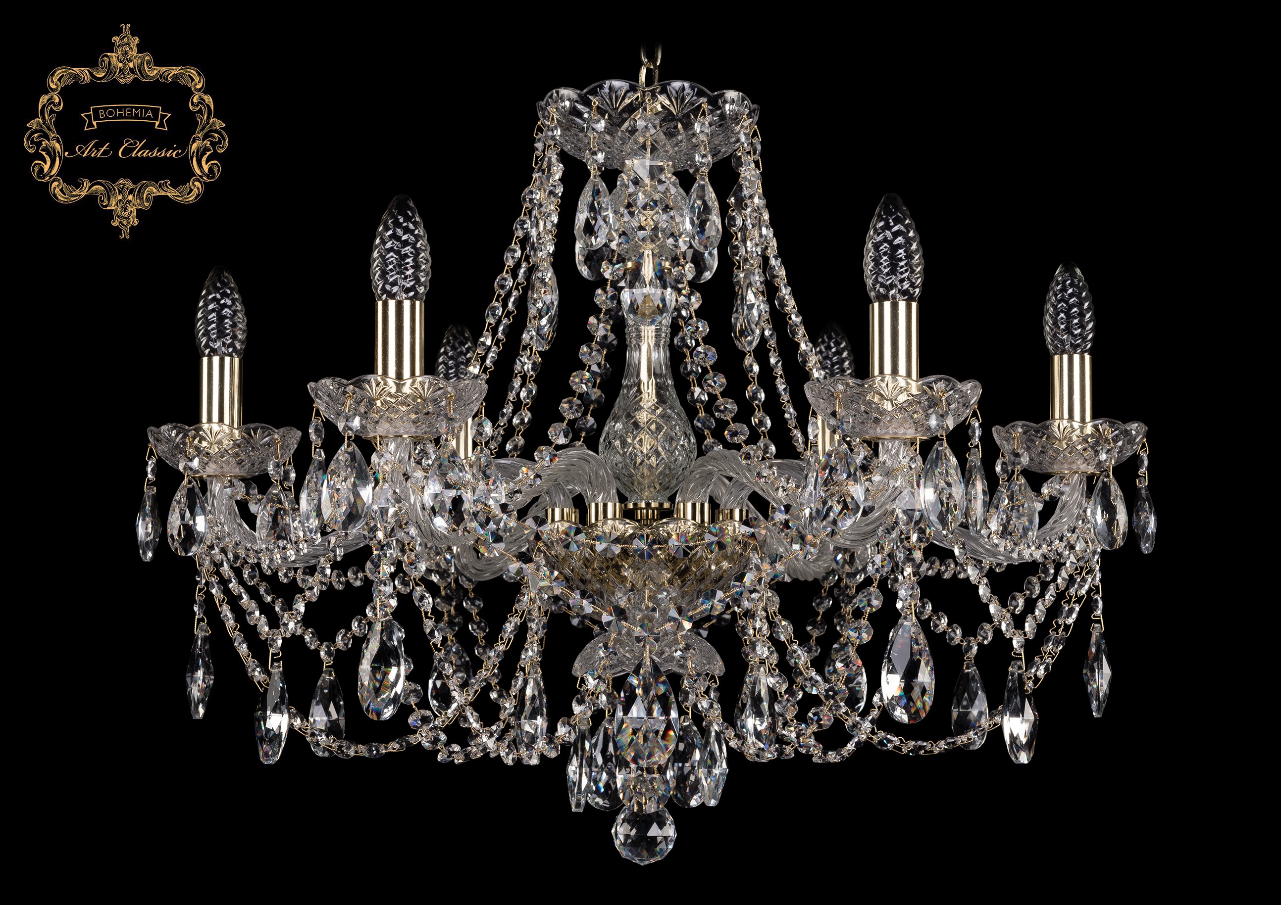 Подвесная хрустальная люстра 11.21 Art Classic 11.21.6.220.Gd.Sp