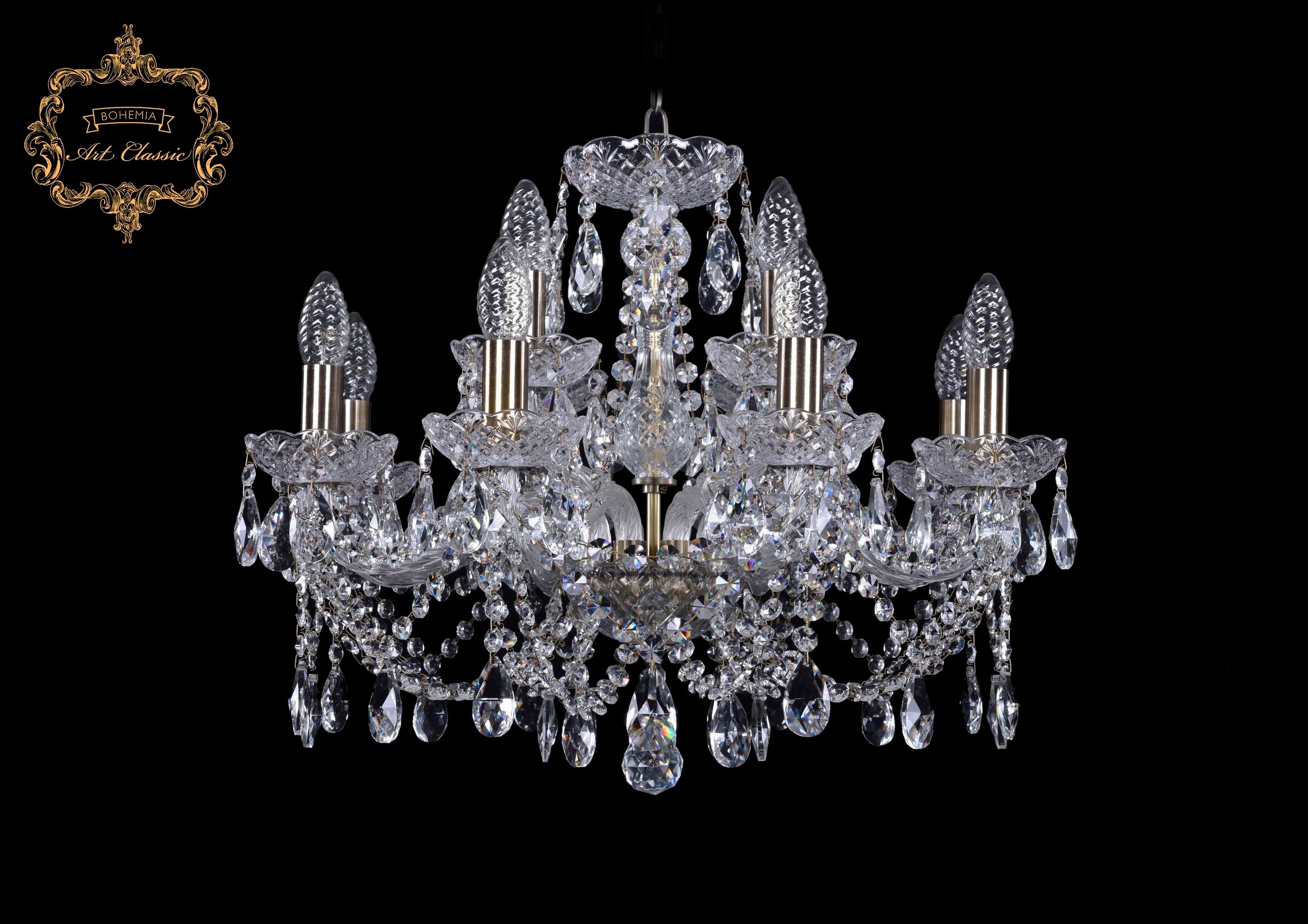 Подвесная хрустальная люстра 11.21 Art Classic 11.21.8+4.200.Br.Sp