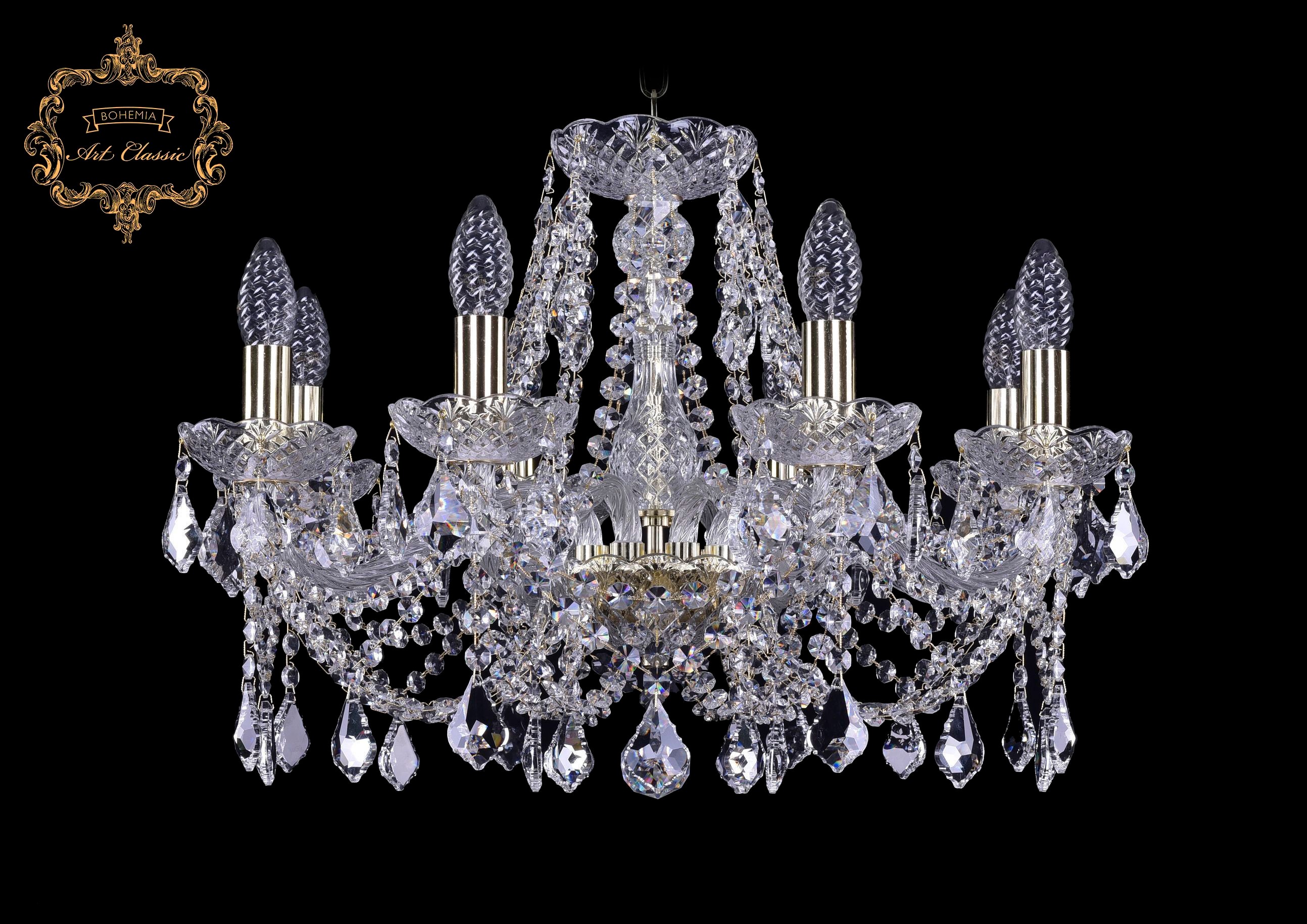 Подвесная хрустальная люстра 11.21 Art Classic 11.21.8.200.Gd.L