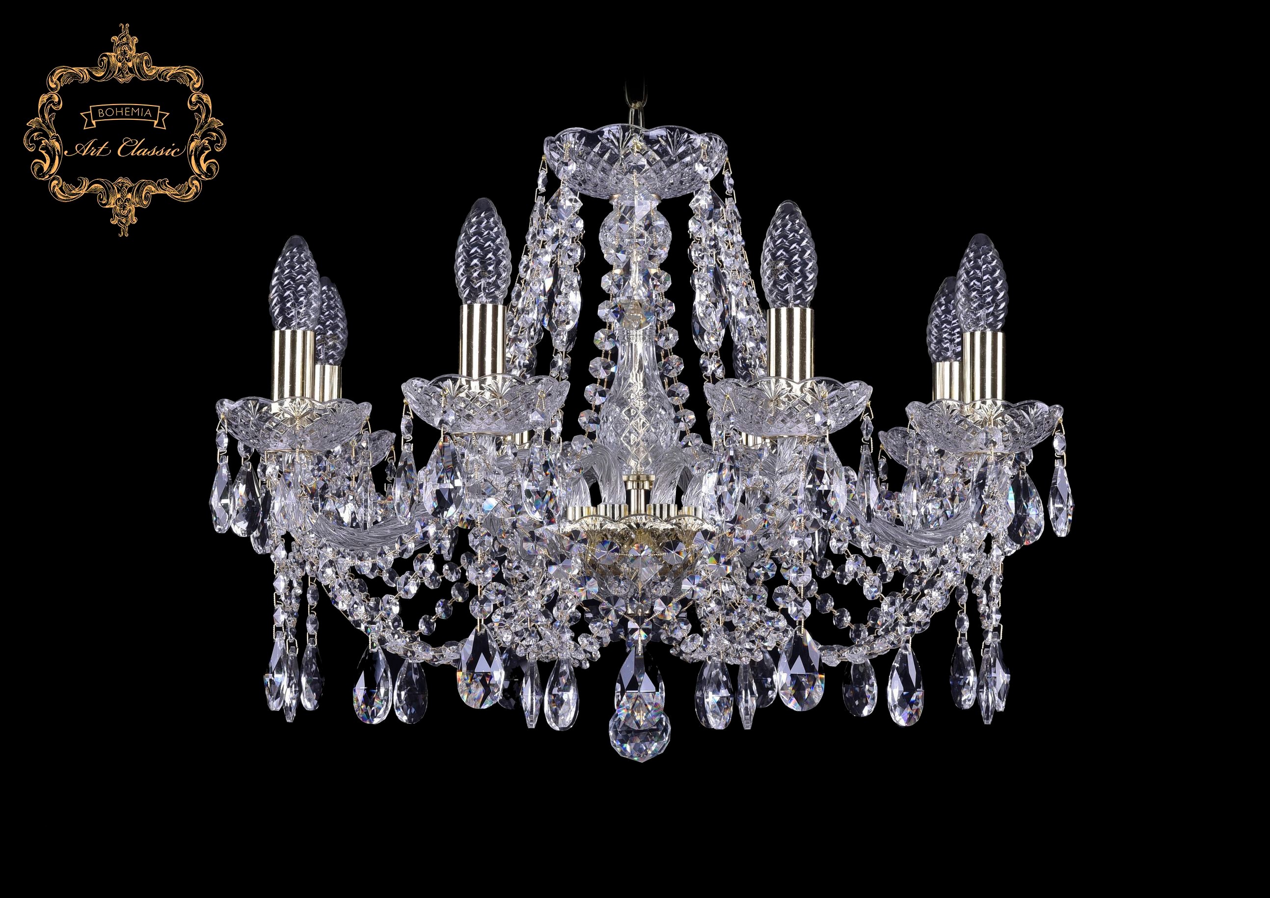 Подвесная хрустальная люстра 11.21 Art Classic 11.21.8.200.Gd.Sp