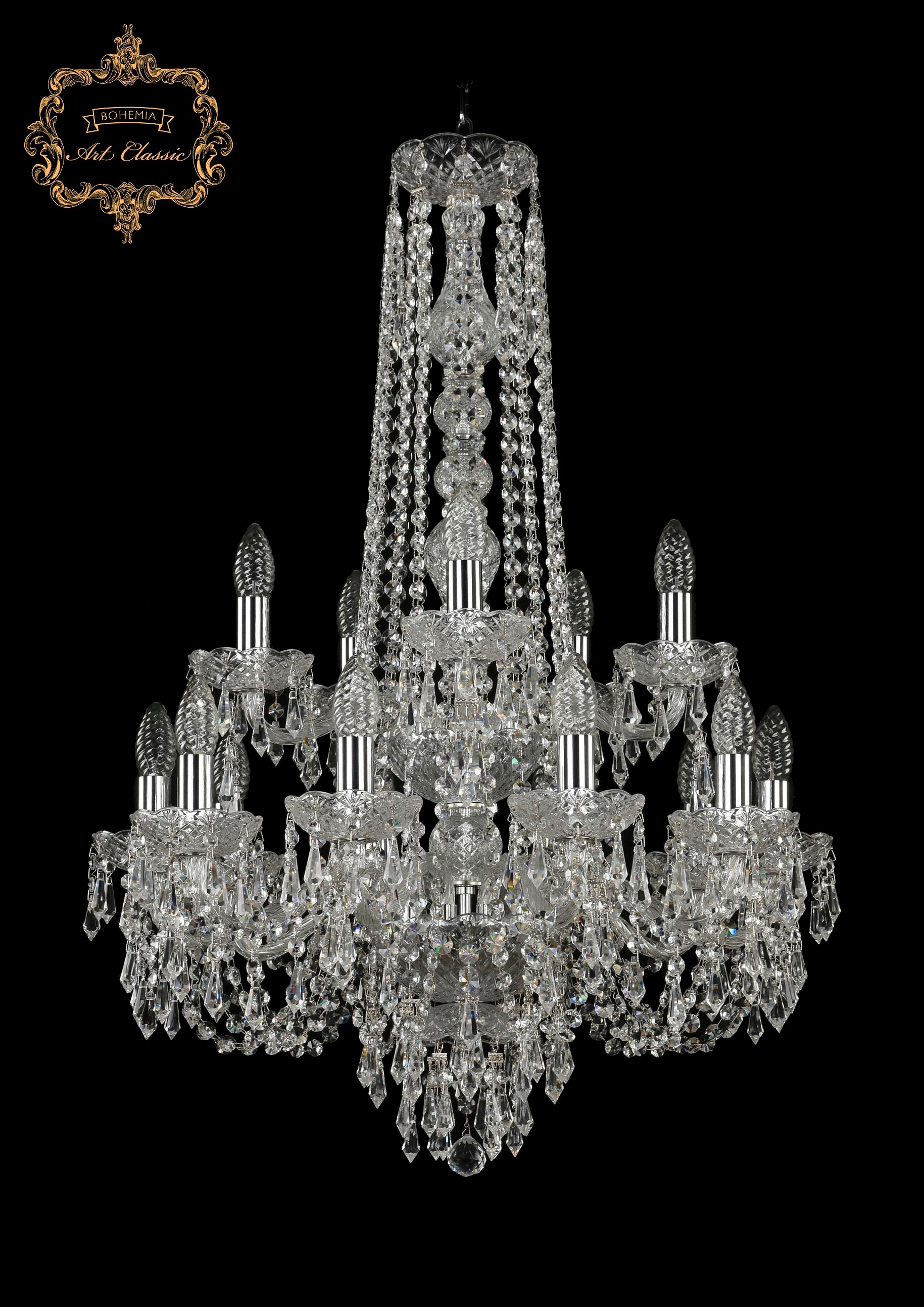 Подвесная хрустальная люстра 11.23 Art Classic 11.23.10+5.200.2d.h-85.Cr.Dr