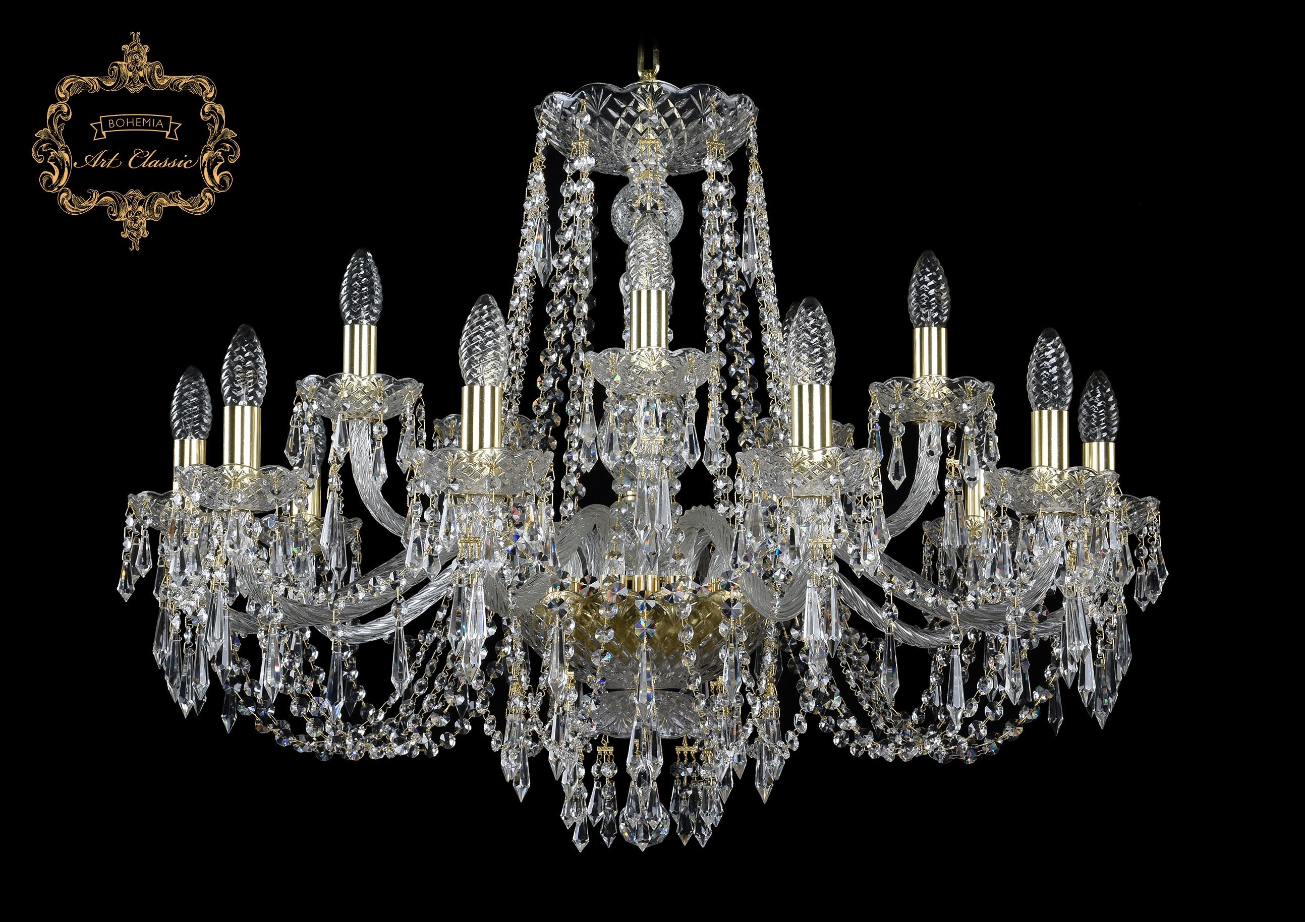 Подвесная хрустальная люстра 11.23 Art Classic 11.23.10+5.300.Gd.Dr