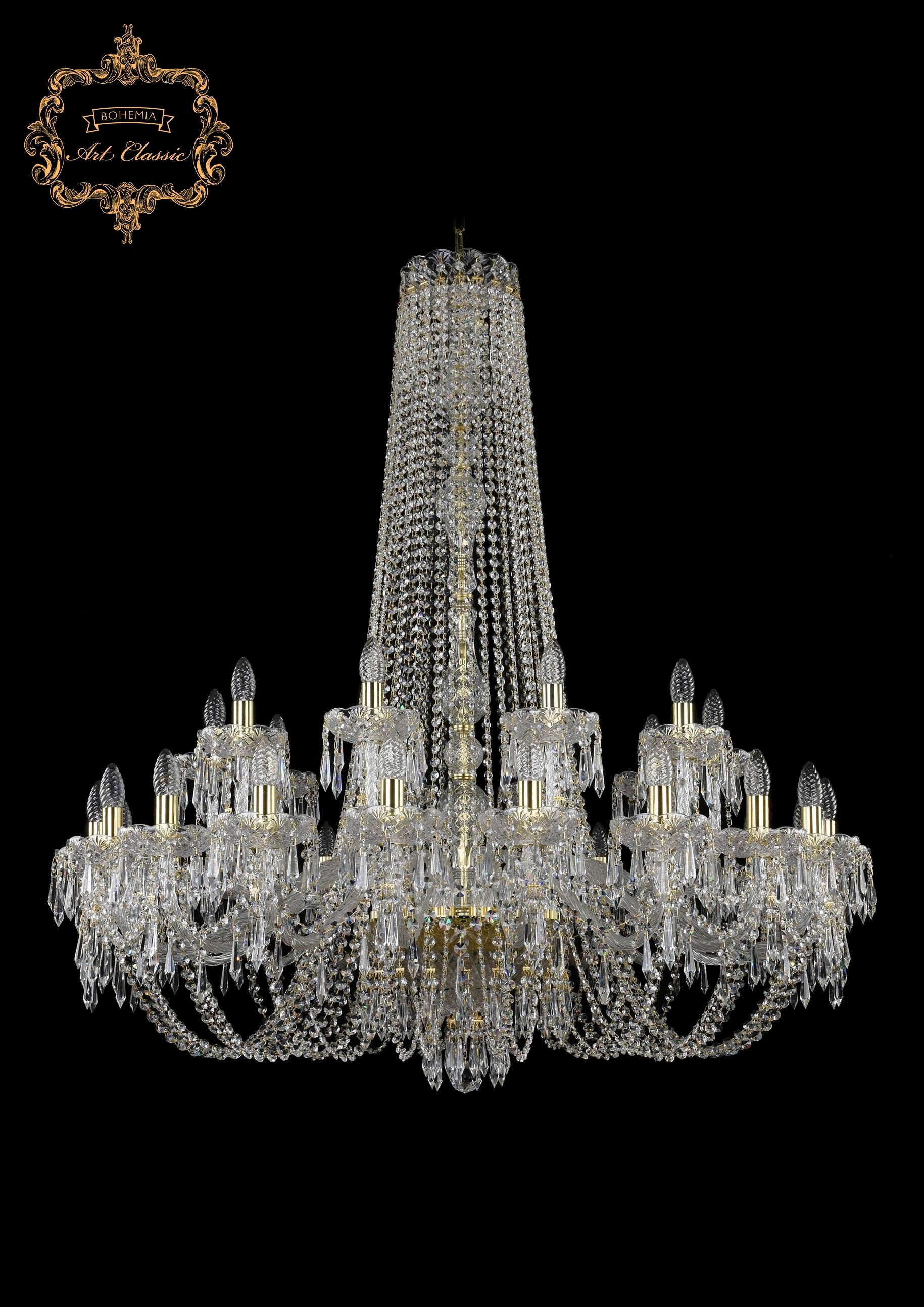 Подвесная хрустальная люстра 11.23 Art Classic 11.23.20+10.400.h-122.Gd.Dr