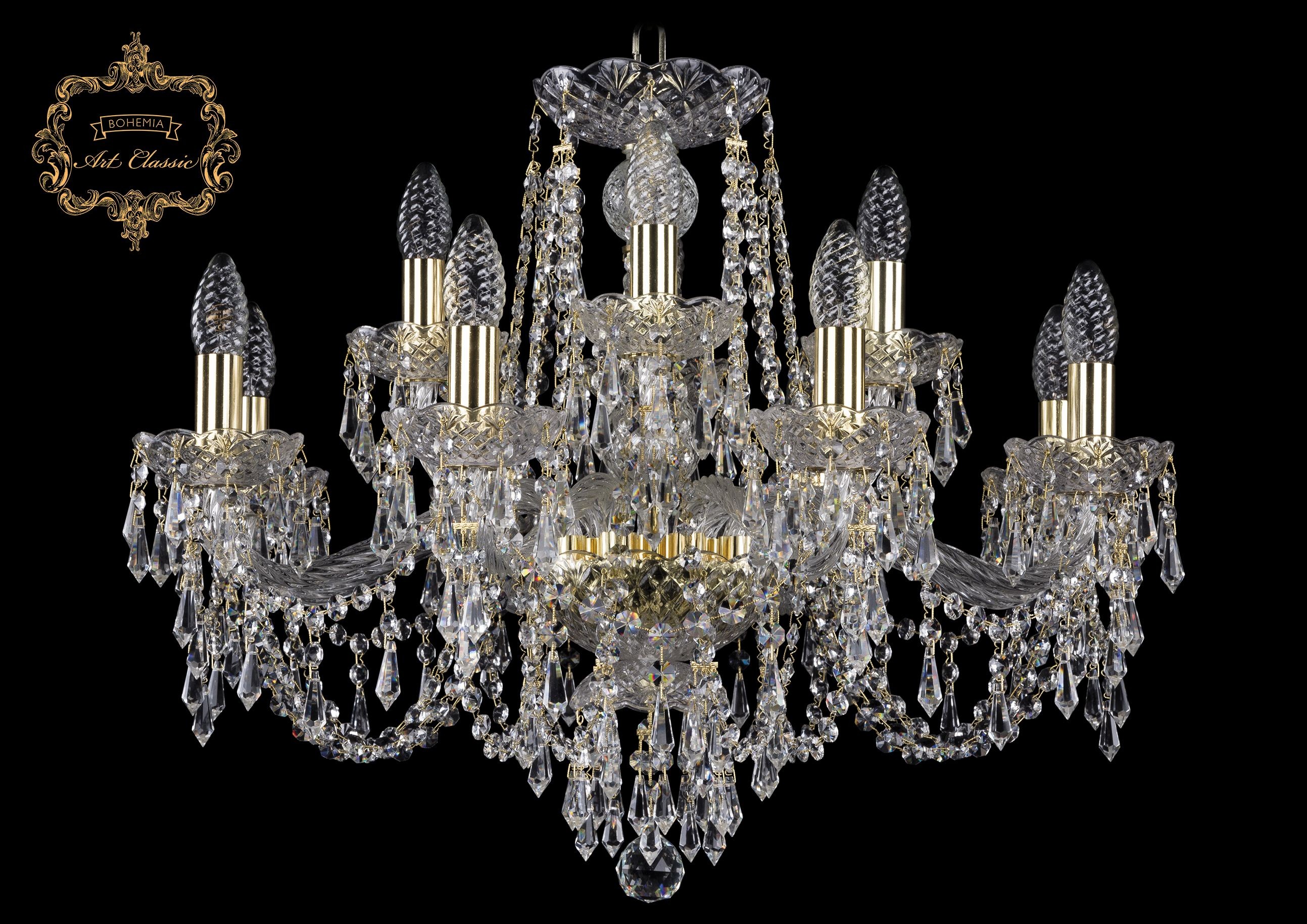 Подвесная хрустальная люстра 11.23 Art Classic 11.23.8+4.220.Gd.Dr