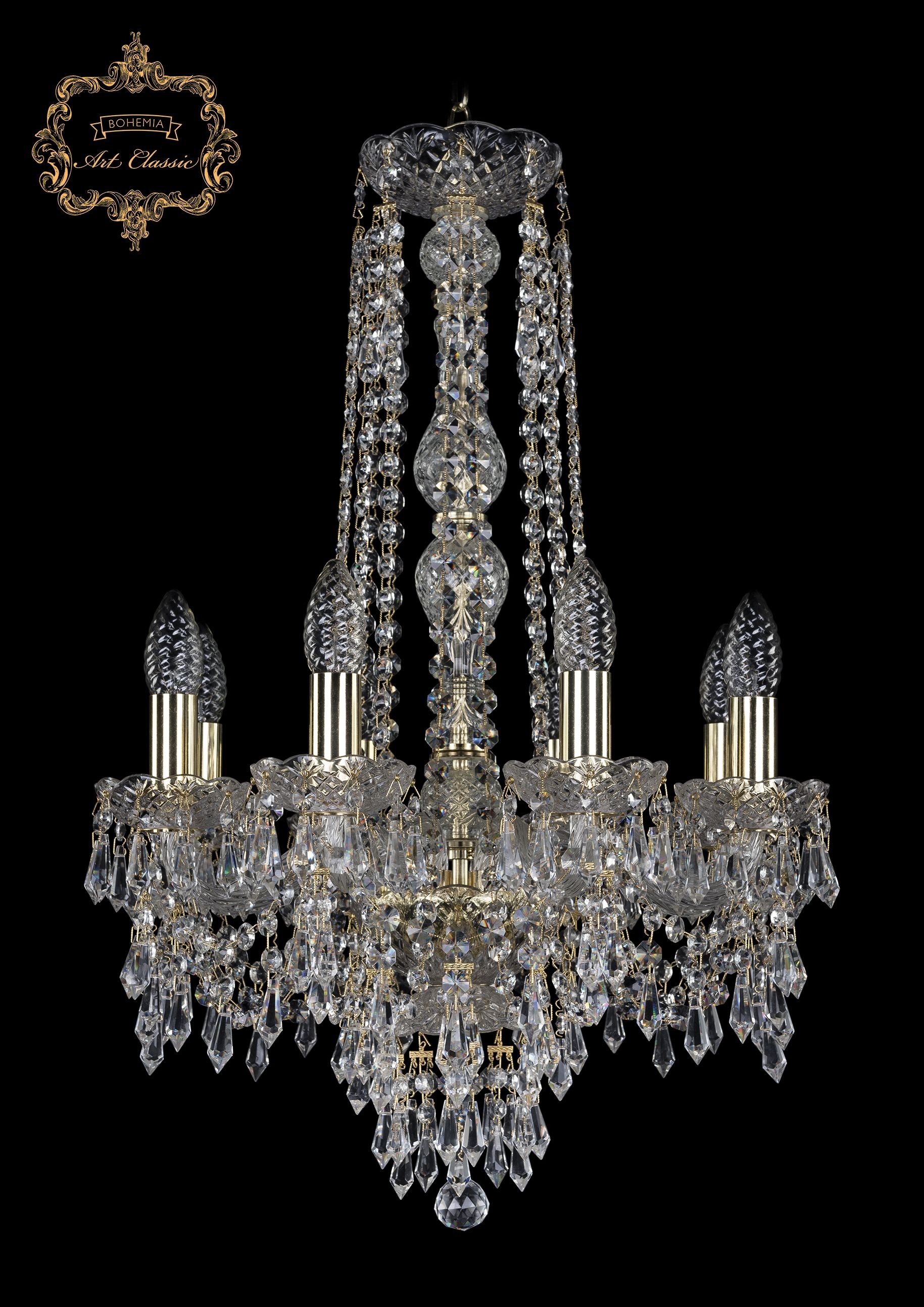 Подвесная хрустальная люстра 11.23 Art Classic 11.23.8.141.h-68.Gd.Dr