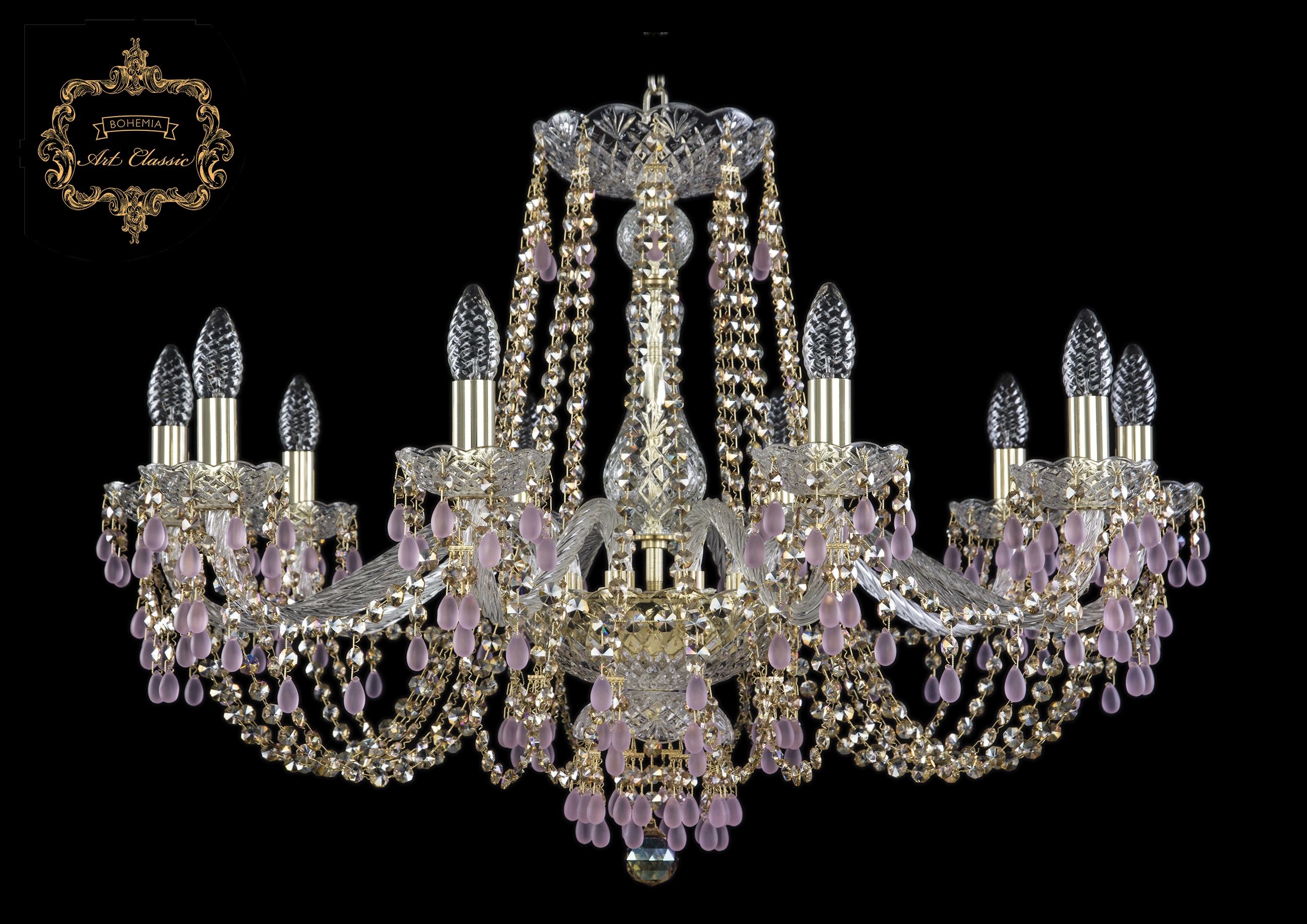 Подвесная хрустальная люстра 11.24 Art Classic 11.24.10.300.Gd.V7010.R777