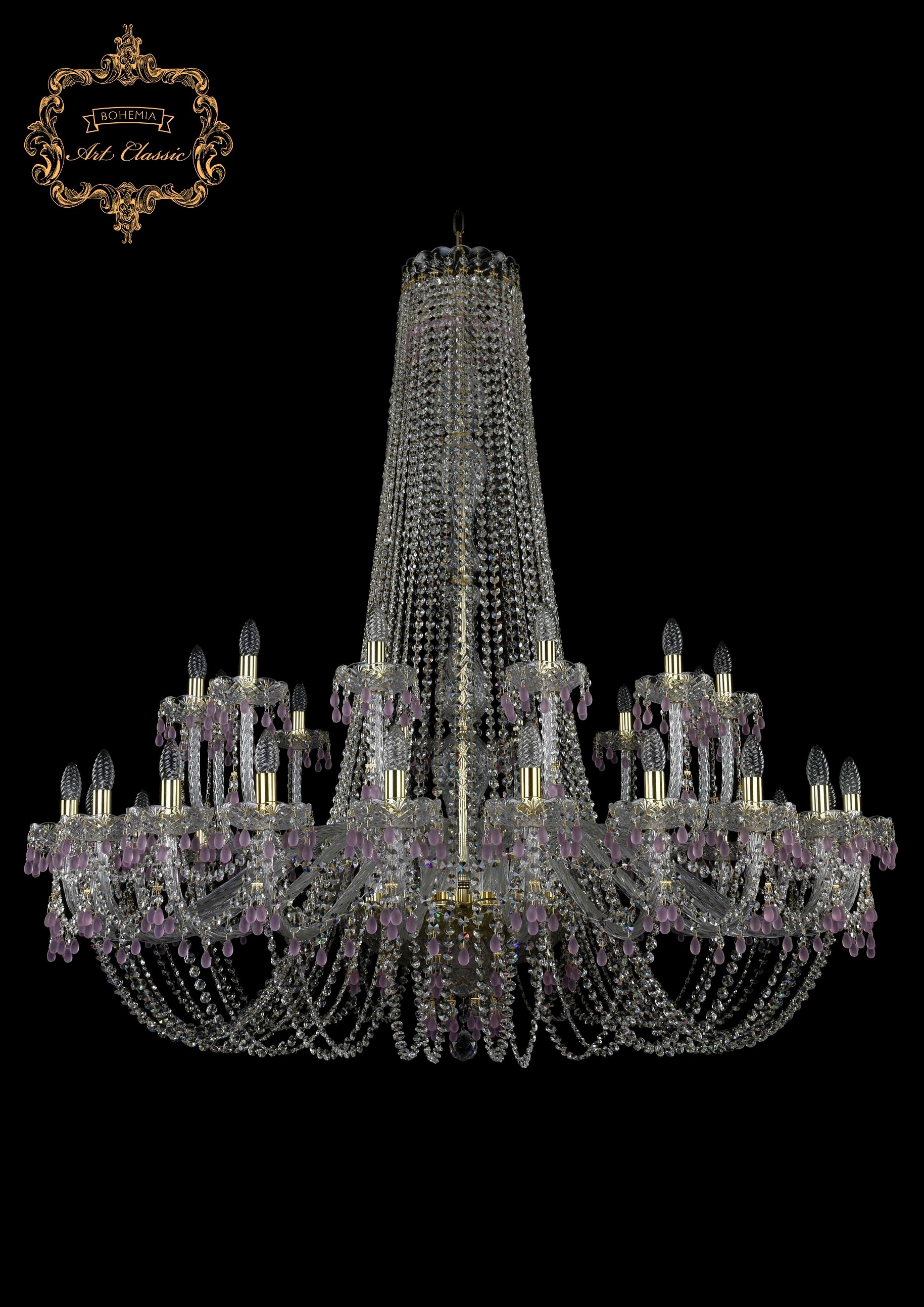 Подвесная хрустальная люстра 11.24 Art Classic 11.24.24+12.530.h-145.Gd.V7010