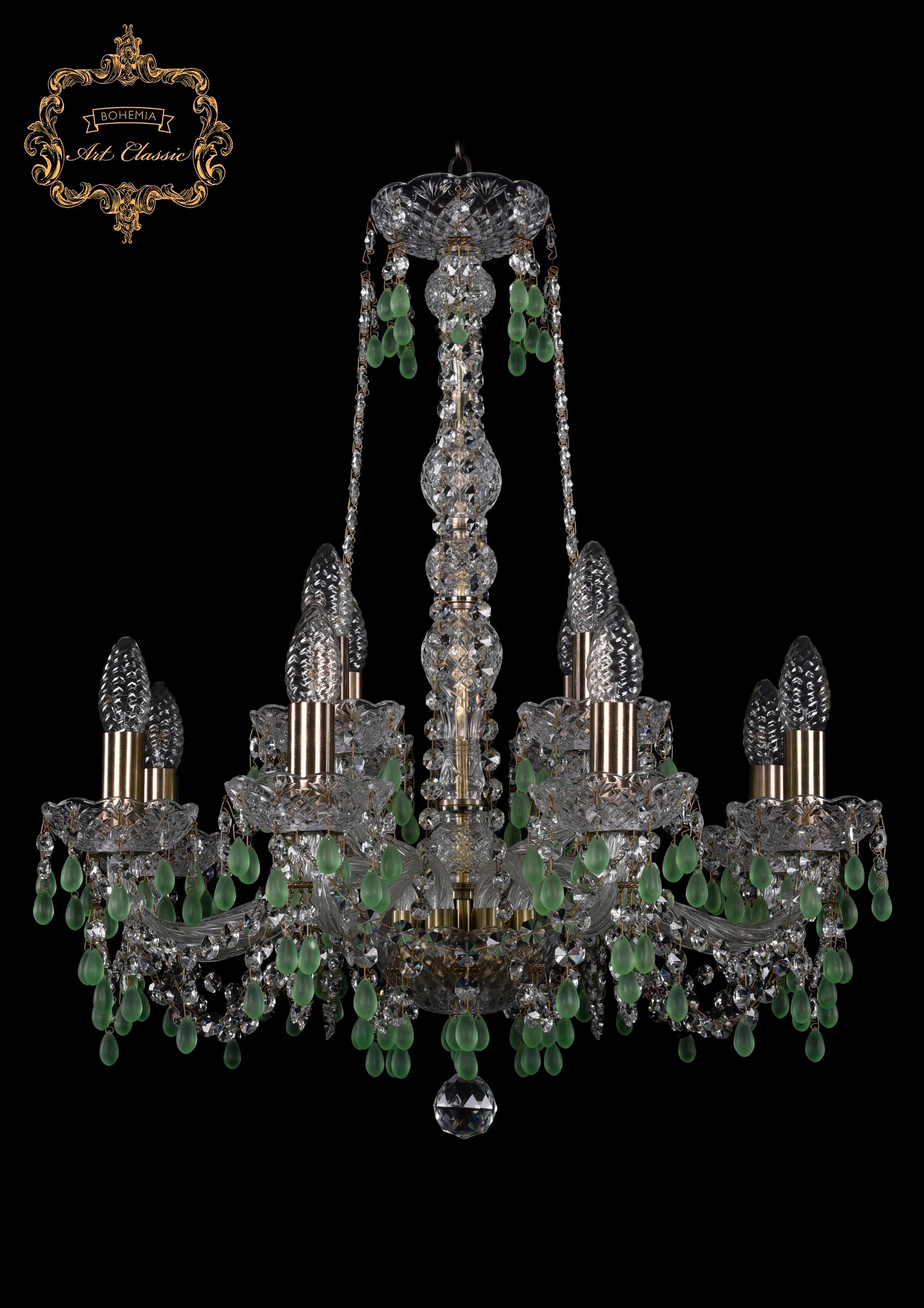 Подвесная хрустальная люстра 11.24 Art Classic 11.24.8+4.200.h-64.Br.V5001