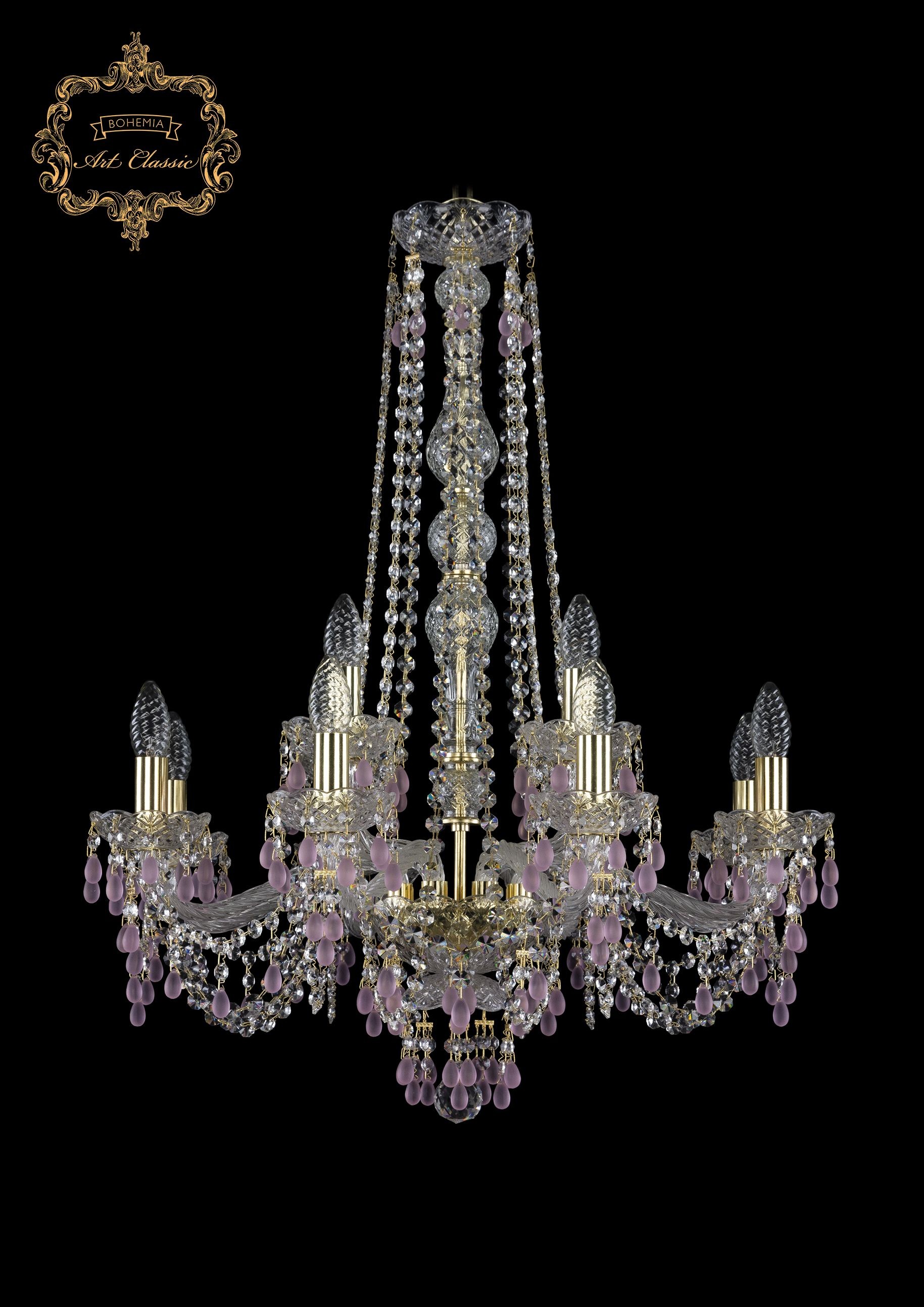 Подвесная хрустальная люстра 11.24 Art Classic 11.24.8+4.220.h-77.Gd.V7010