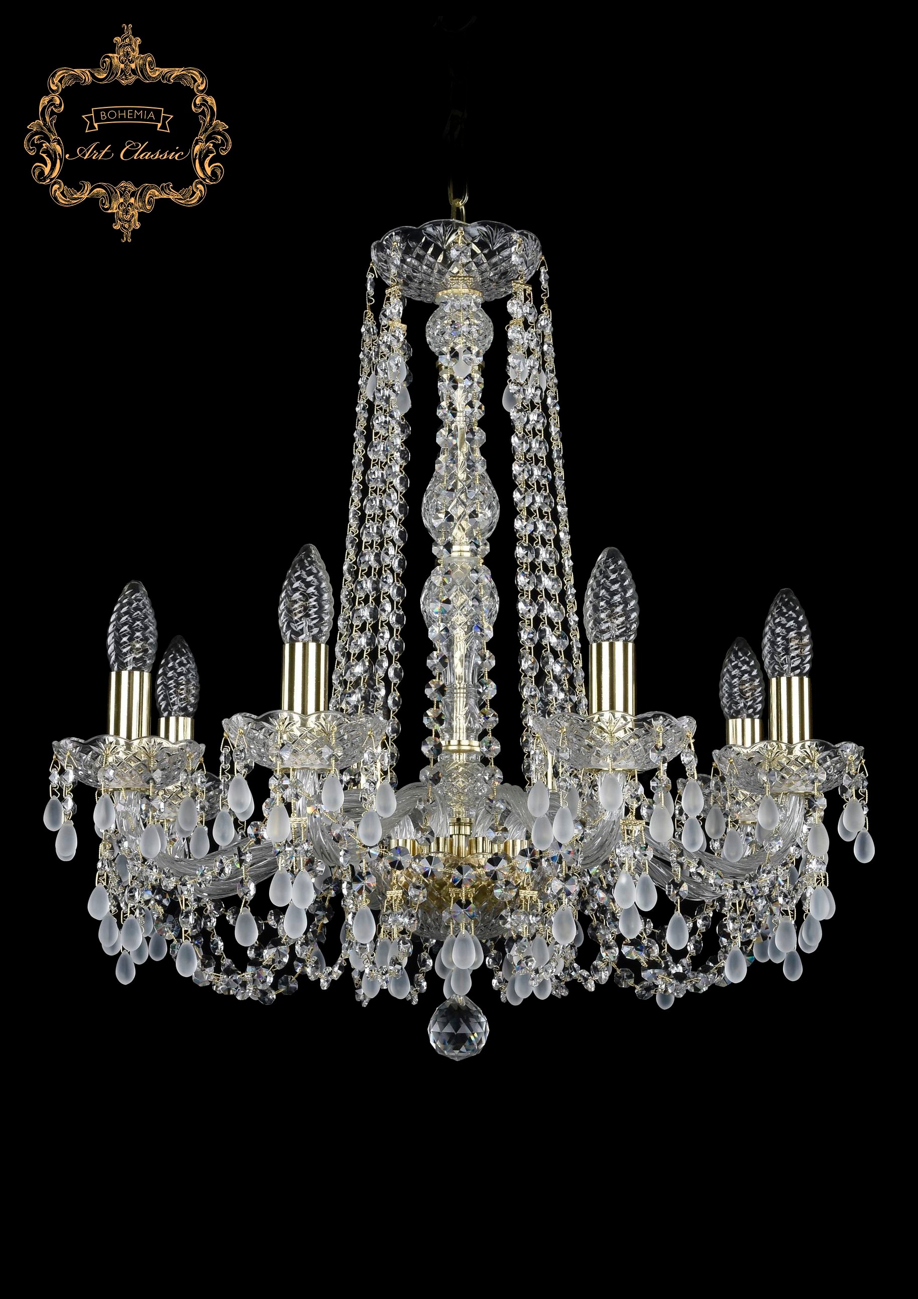 Подвесная хрустальная люстра 11.24 Art Classic 11.24.8.200.h-59.Gd.V0300