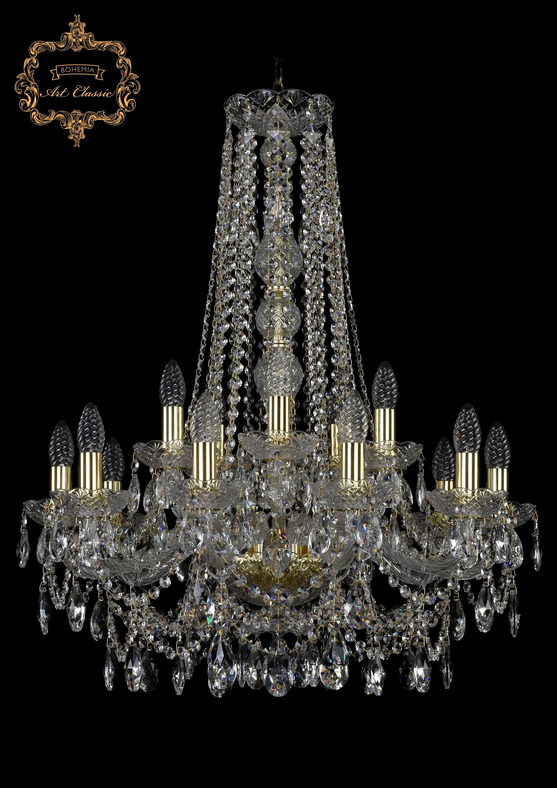 Подвесная хрустальная люстра 11.25 Art Classic 11.25.10+5.220.h-78.Gd.Sp