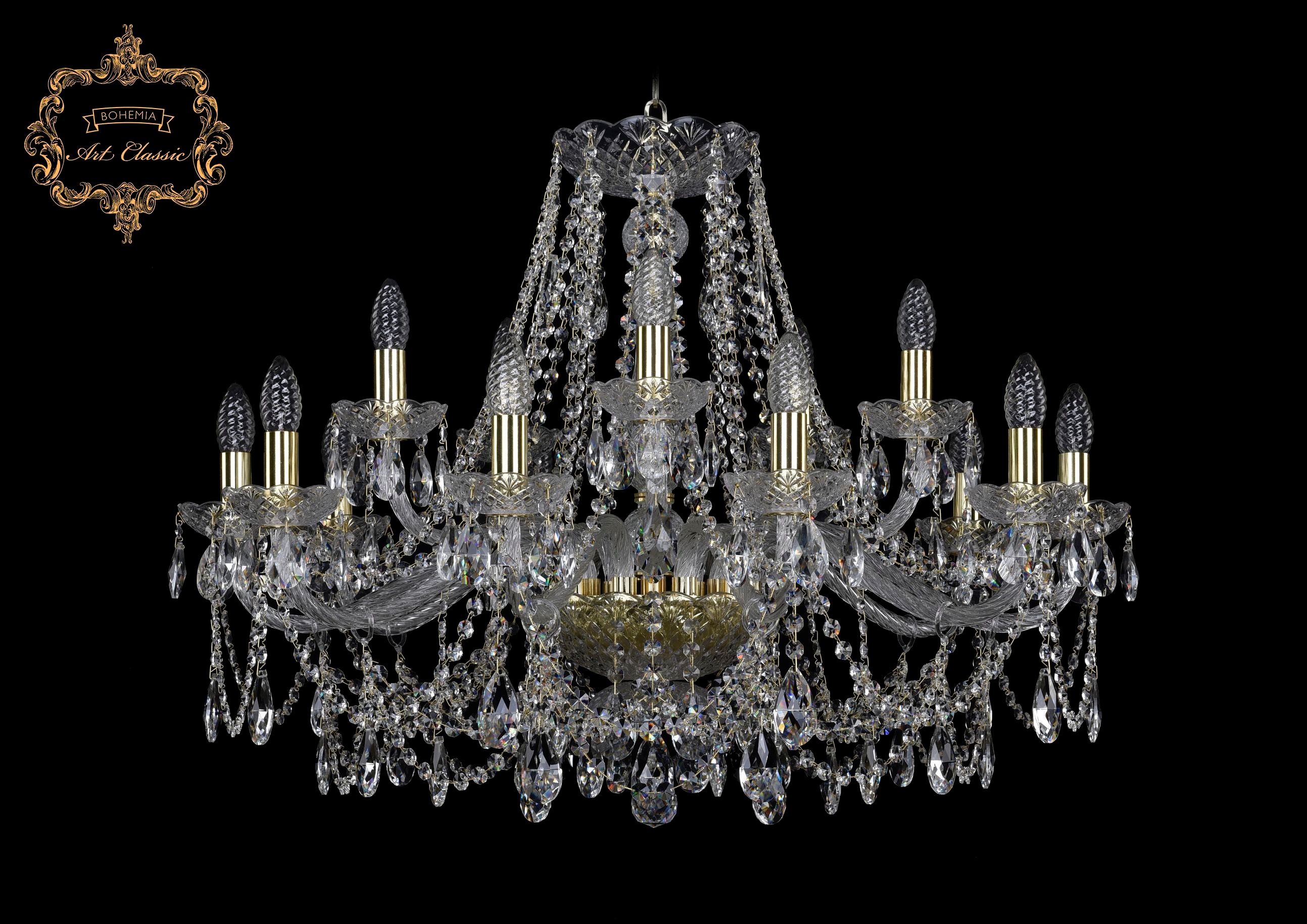 Подвесная хрустальная люстра 11.25 Art Classic 11.25.10+5.300.Gd.Sp
