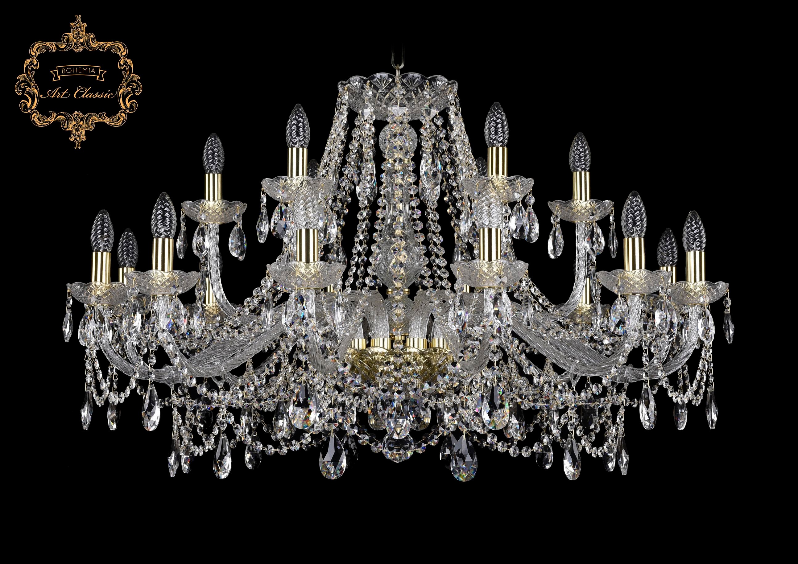 Подвесная хрустальная люстра 11.25 Art Classic 11.25.12+6.360.Gd.Sp