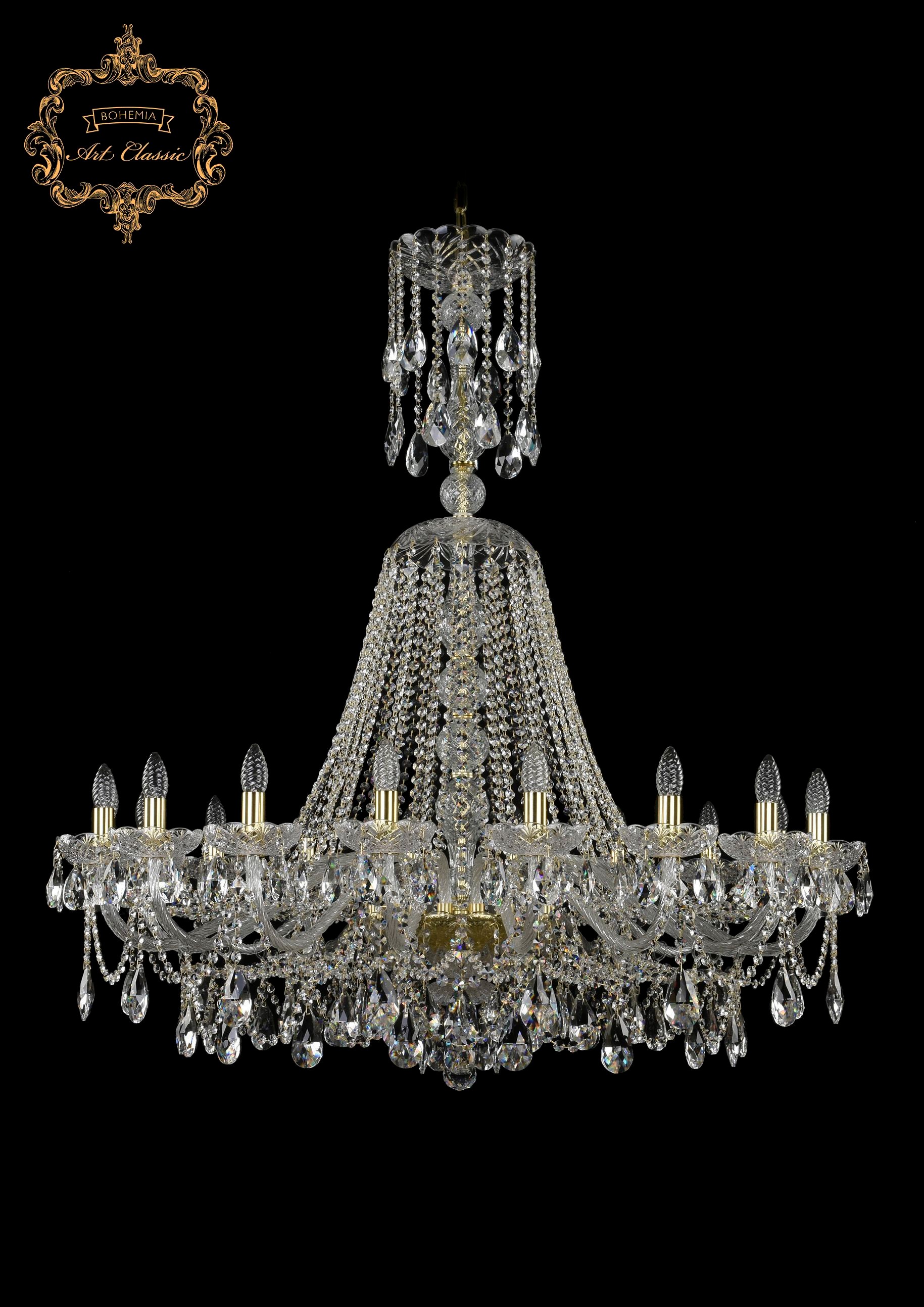 Подвесная хрустальная люстра 11.25 Art Classic 11.25.18.400.XL-128.Gd.Sp