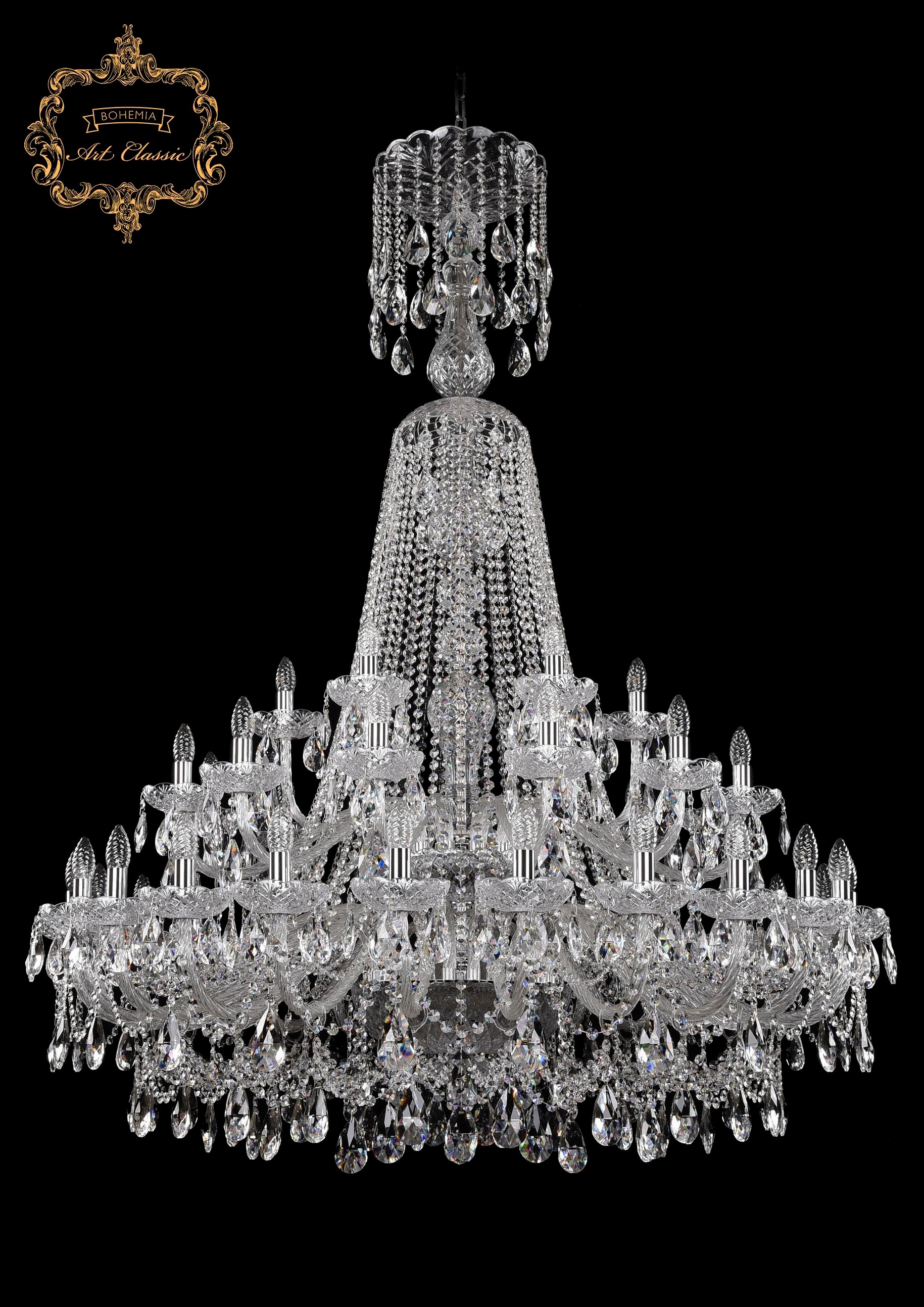 Подвесная хрустальная люстра 11.25 Art Classic 11.25.24+12+6.460.2d.XL-168.Cr.Sp