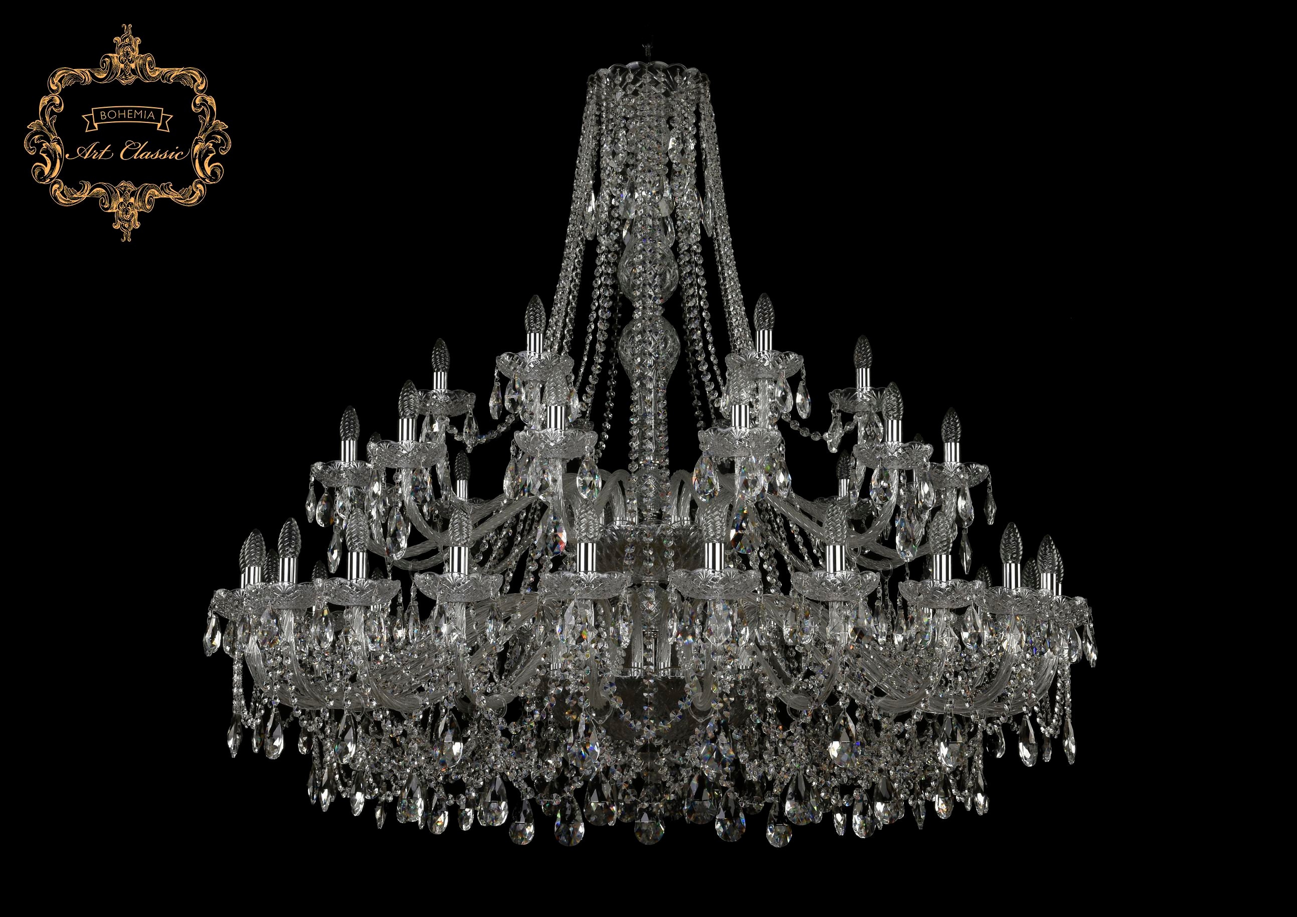 Подвесная хрустальная люстра 11.25 Art Classic 11.25.24+12+6.530.2d.Cr.Sp