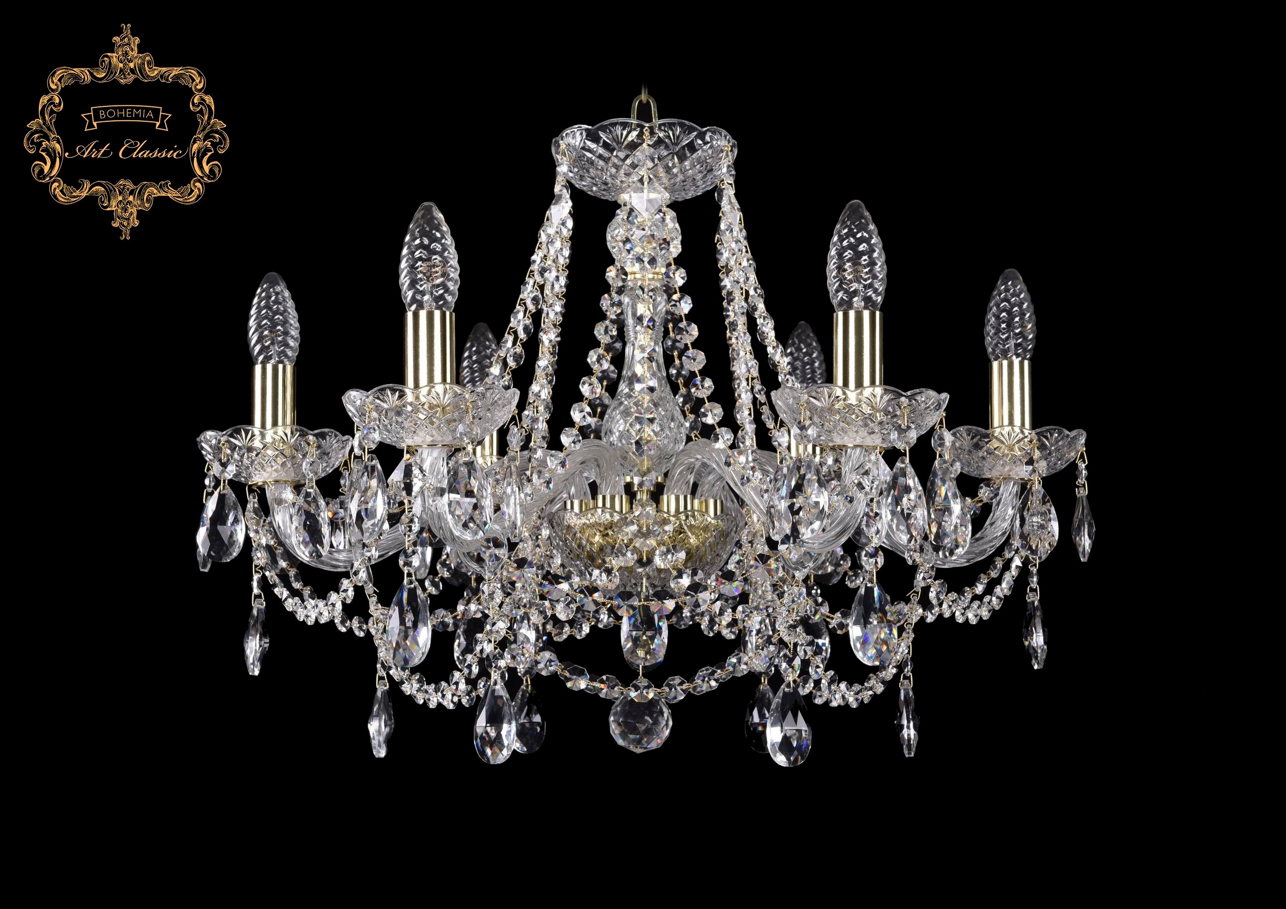 Подвесная хрустальная люстра 11.25 Art Classic 11.25.6.200.Gd.Sp