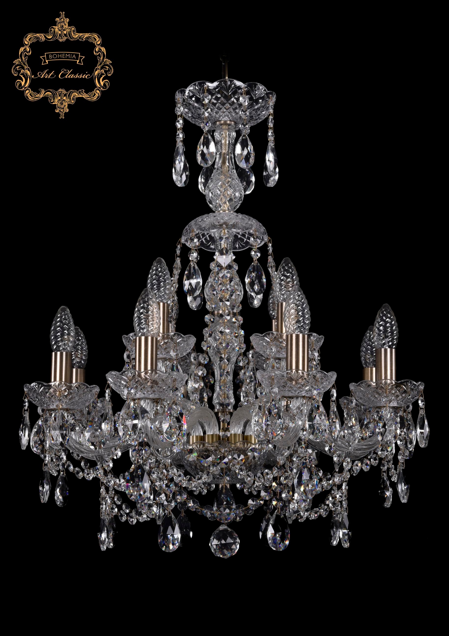 Подвесная хрустальная люстра 11.25 Art Classic 11.25.8+4.200.XL-66.Br.Sp