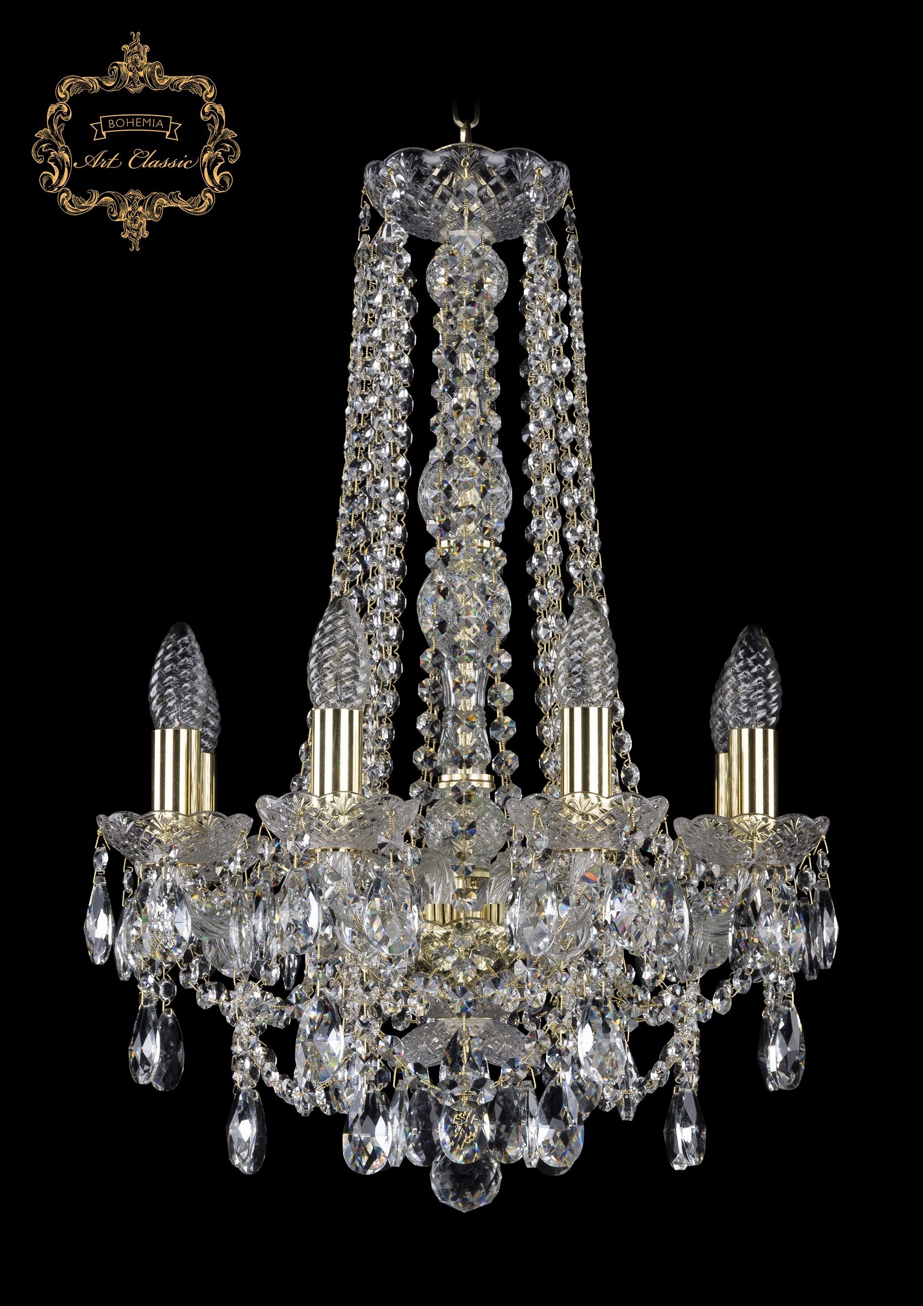 Подвесная хрустальная люстра 11.25 Art Classic 11.25.8.141.h-62.Gd.Sp